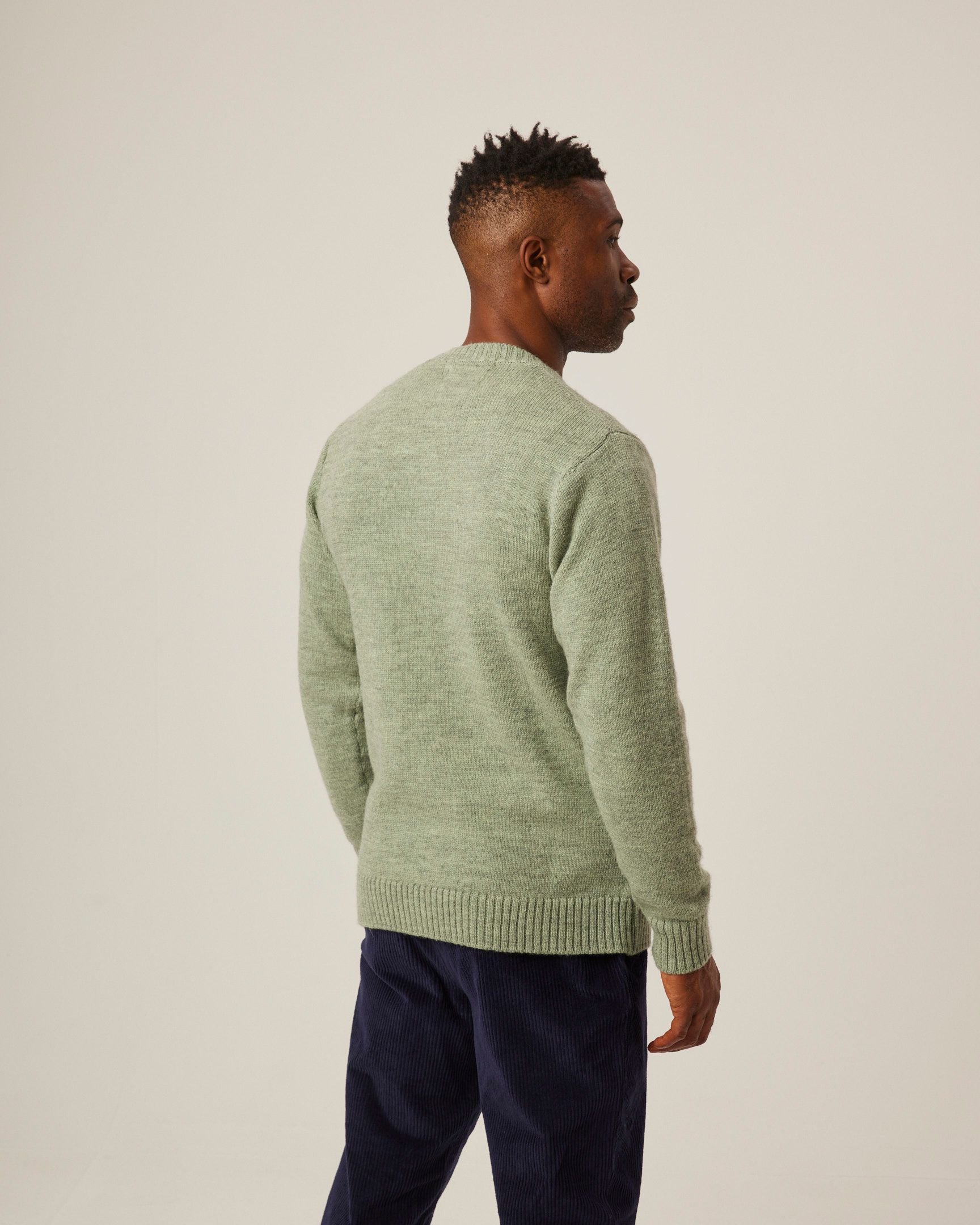 Image of model wearing Makers Crew Jumper. 