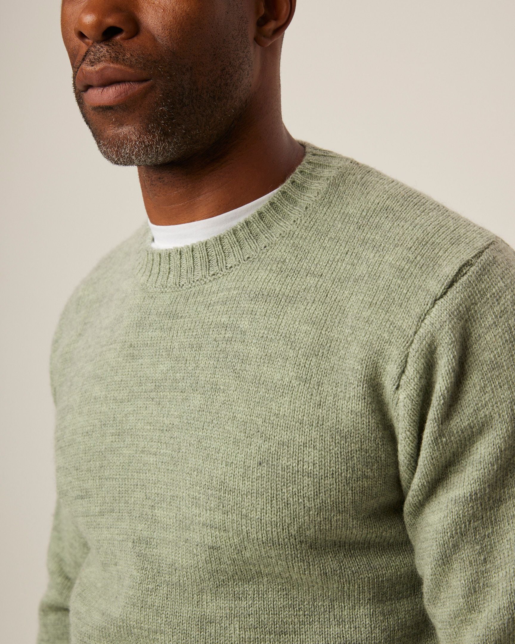 Image of model wearing Makers Crew Jumper. 