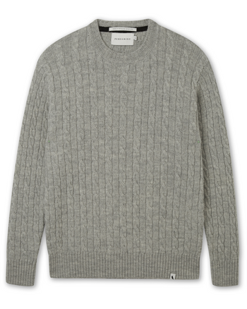 Image of model wearing Makers Stitch Cable Crew Jumper. 