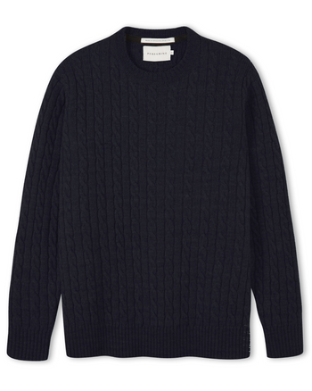 Image of model wearing Makers Stitch Cable Crew Jumper. 