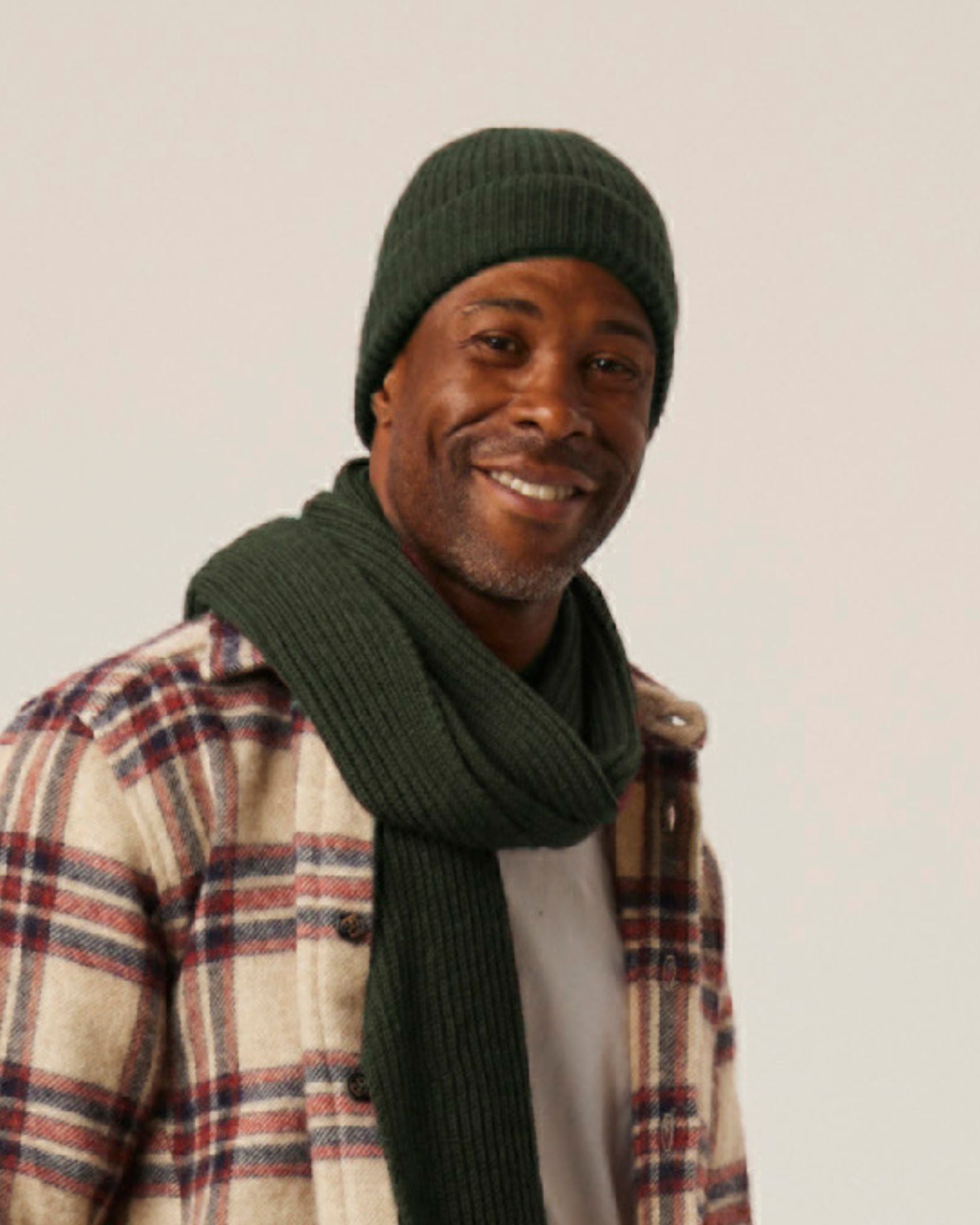 Image of model wearing Porter Ribbed Beanie. One Size 