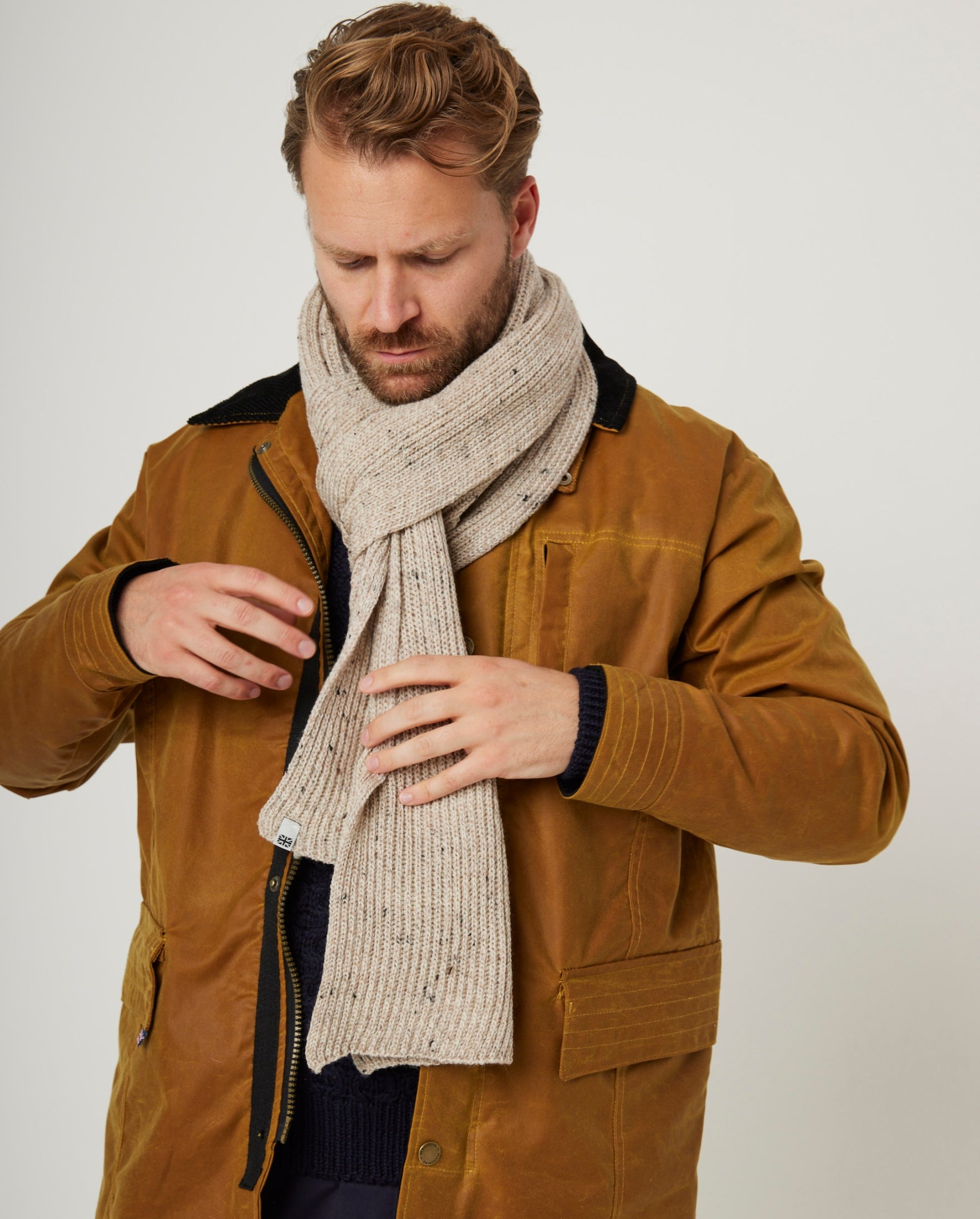 Image of model wearing Porter Ribbed Scarf. One Size 