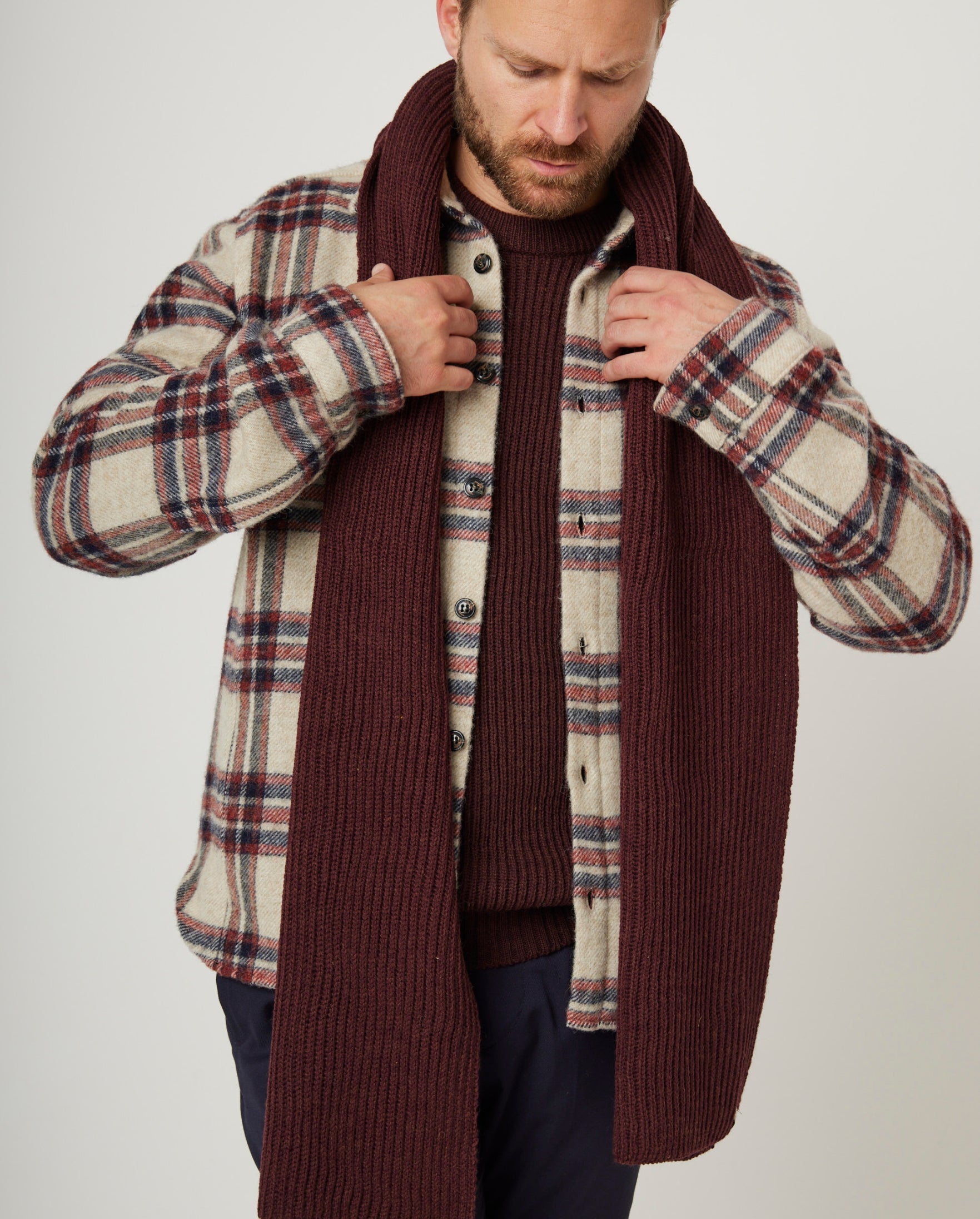 Image of model wearing Porter Ribbed Scarf. One Size 