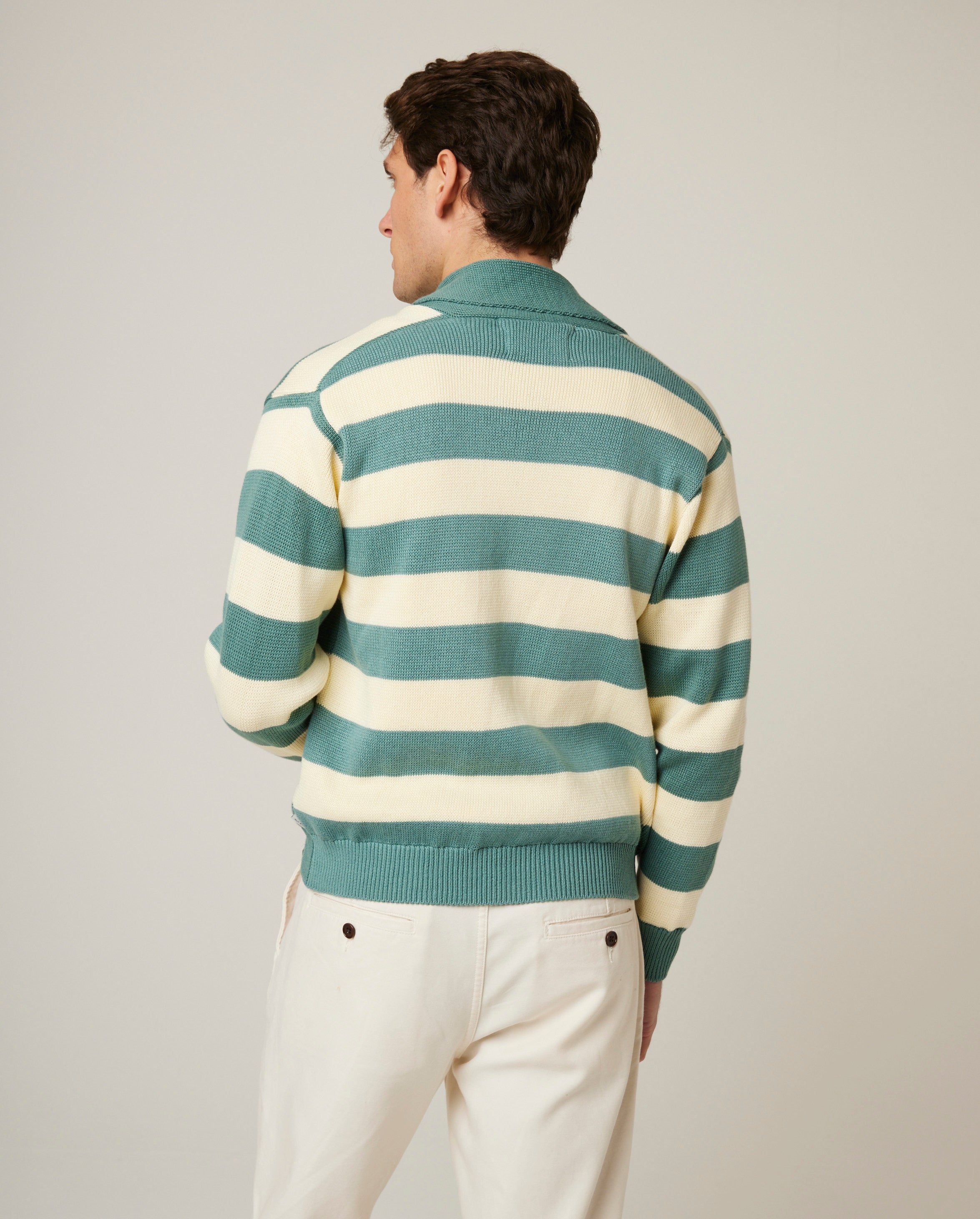 Image of model wearing Richmond Cardigan. 