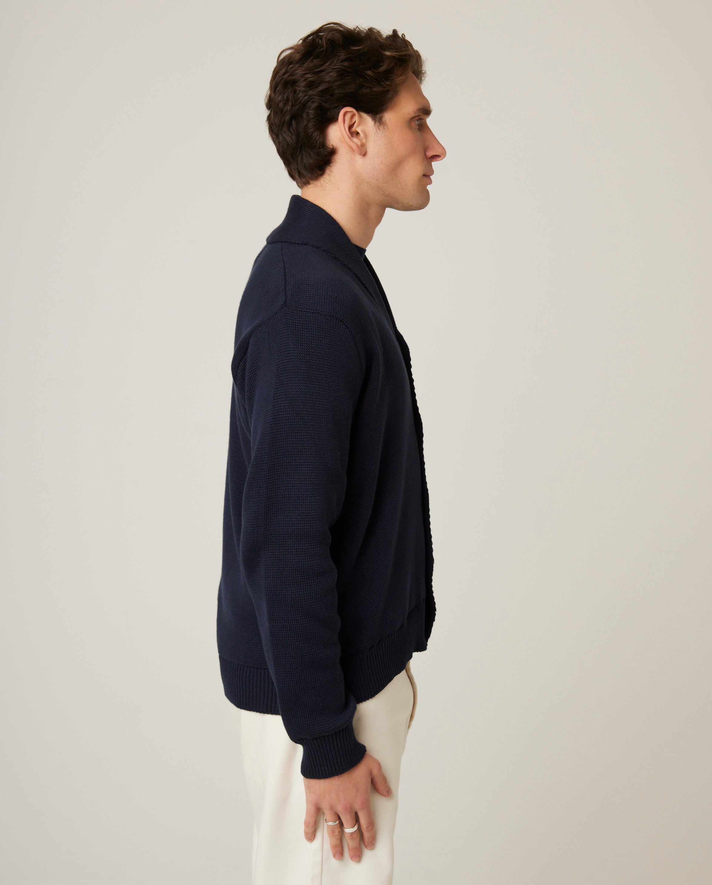 Image of model wearing Richmond Cardigan. 