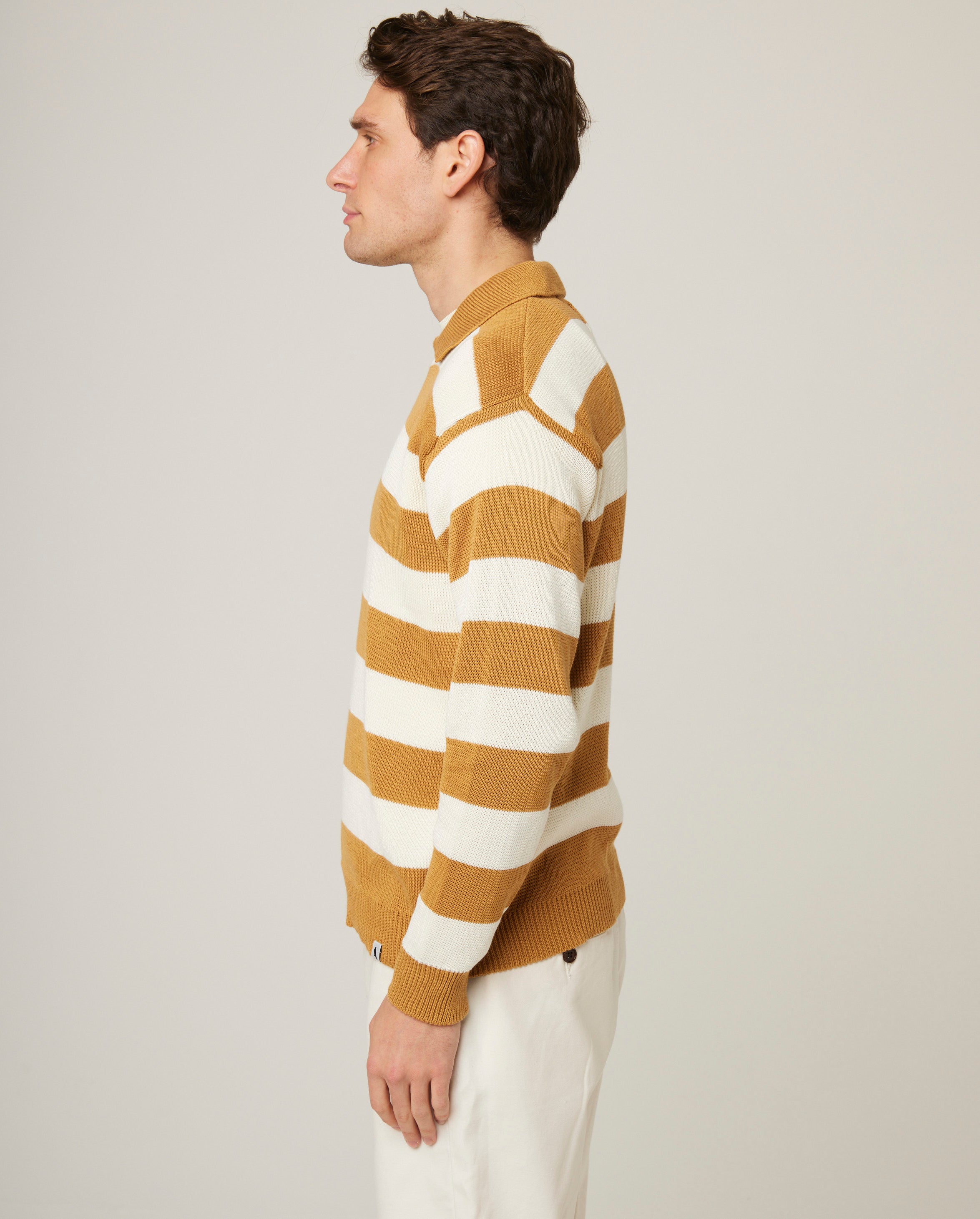 Image of model wearing Richmond Quarter Zip Jumper. 