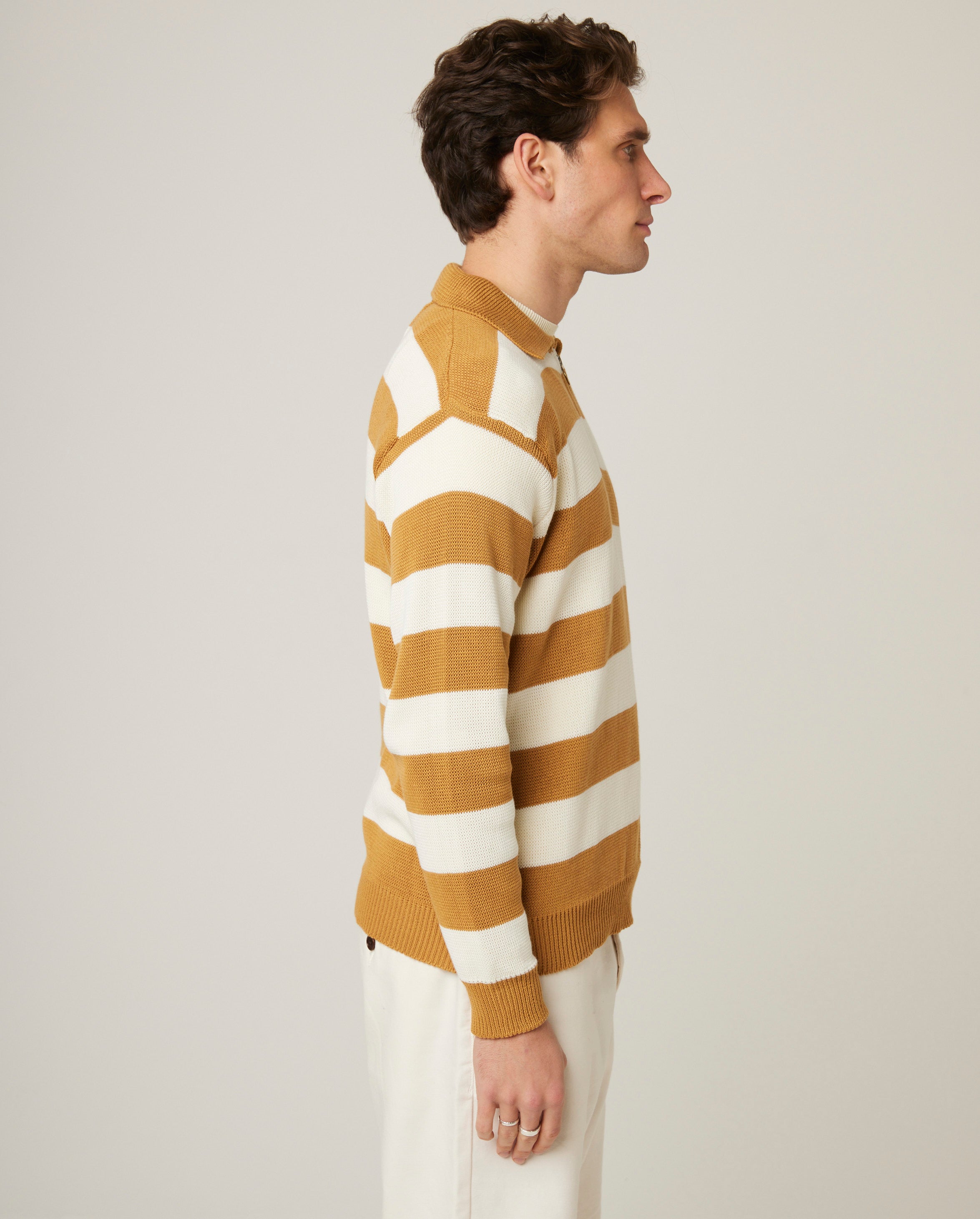 Image of model wearing Richmond Quarter Zip Jumper. 