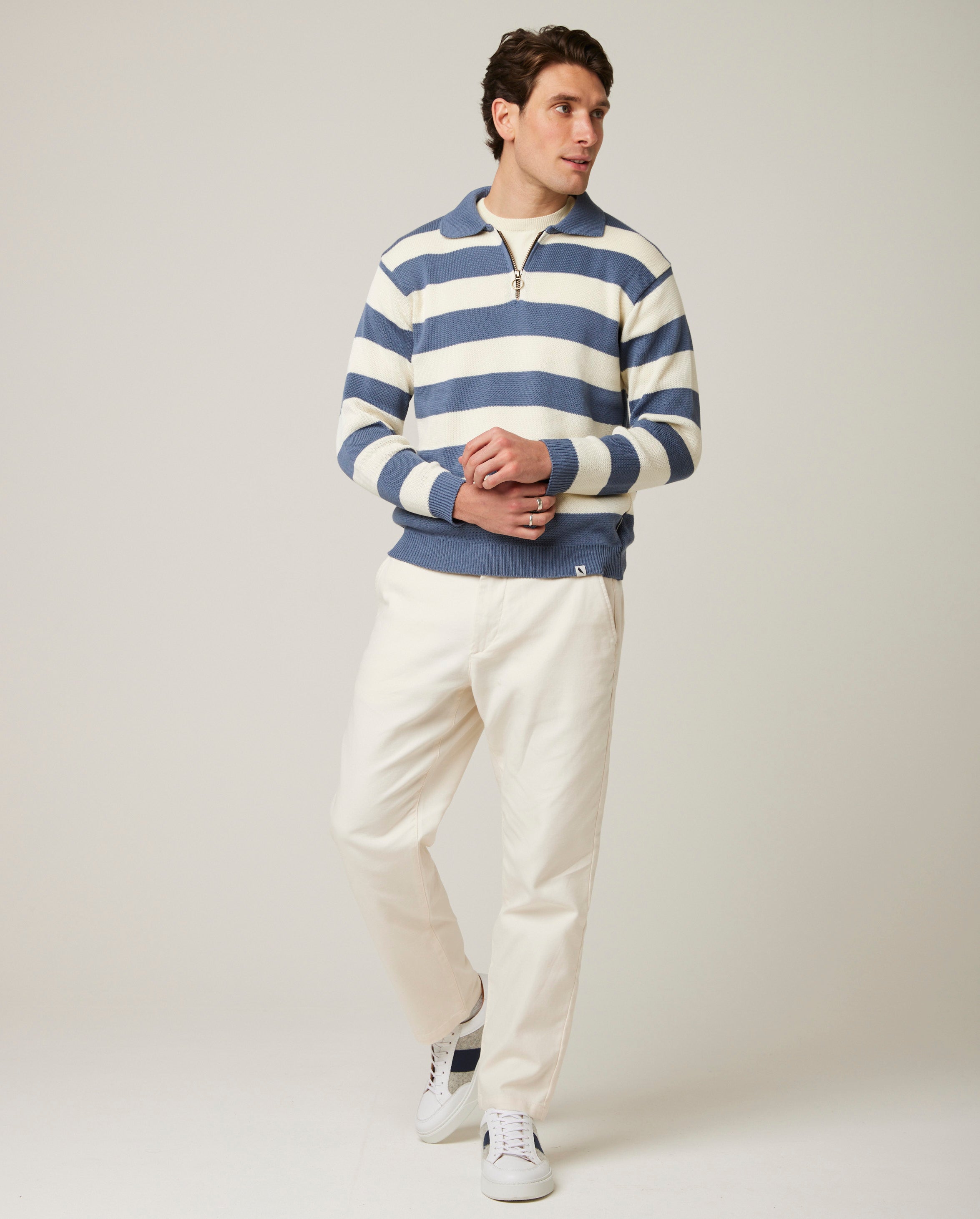 Image of model wearing Richmond Quarter Zip Jumper. 