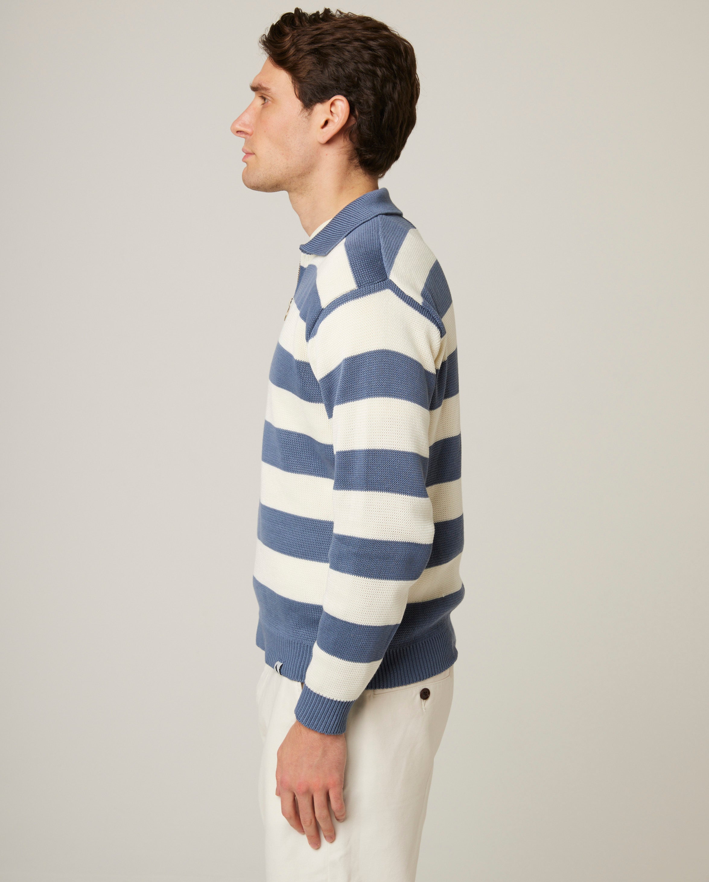 Image of model wearing Richmond Quarter Zip Jumper. 