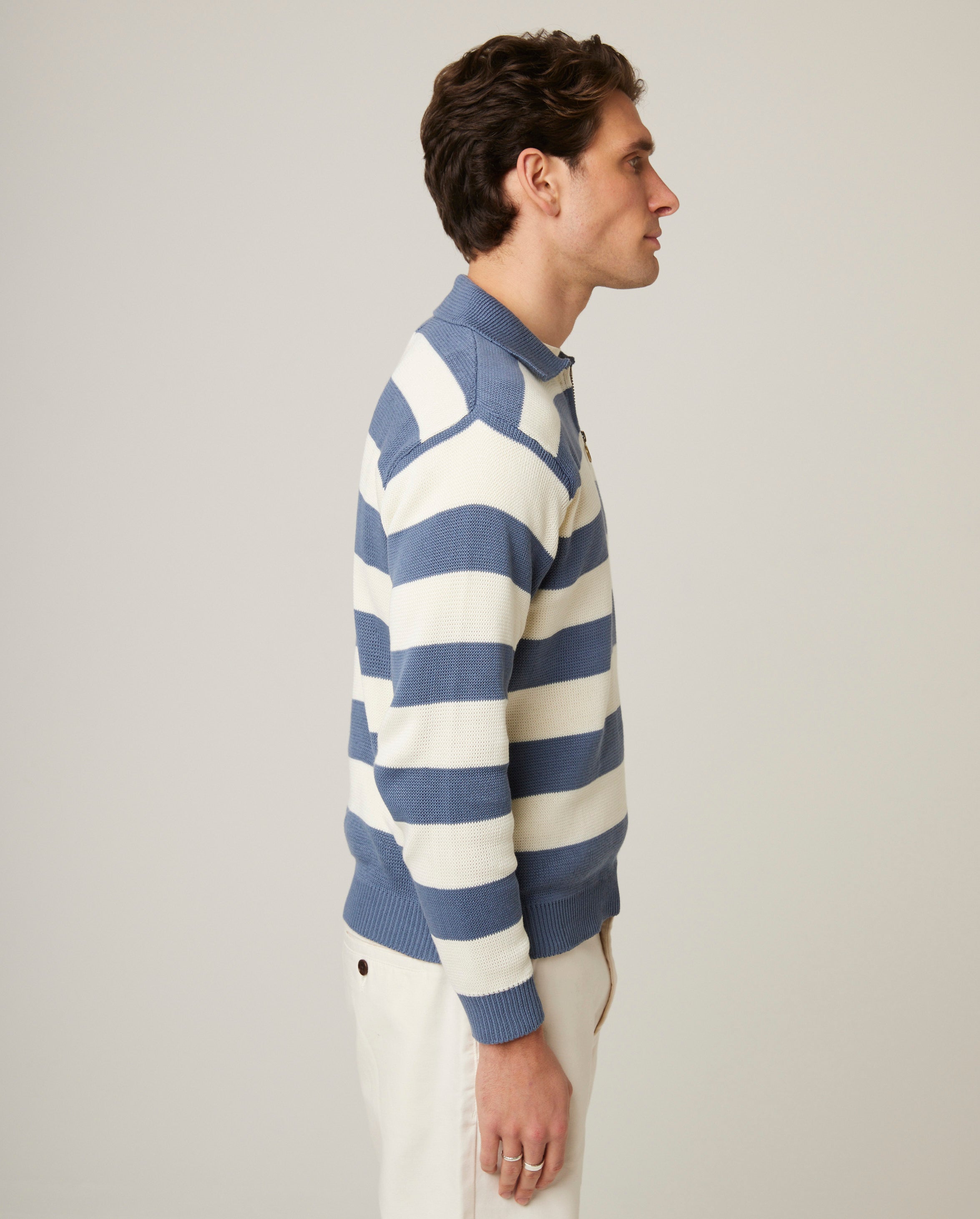 Image of model wearing Richmond Quarter Zip Jumper. 