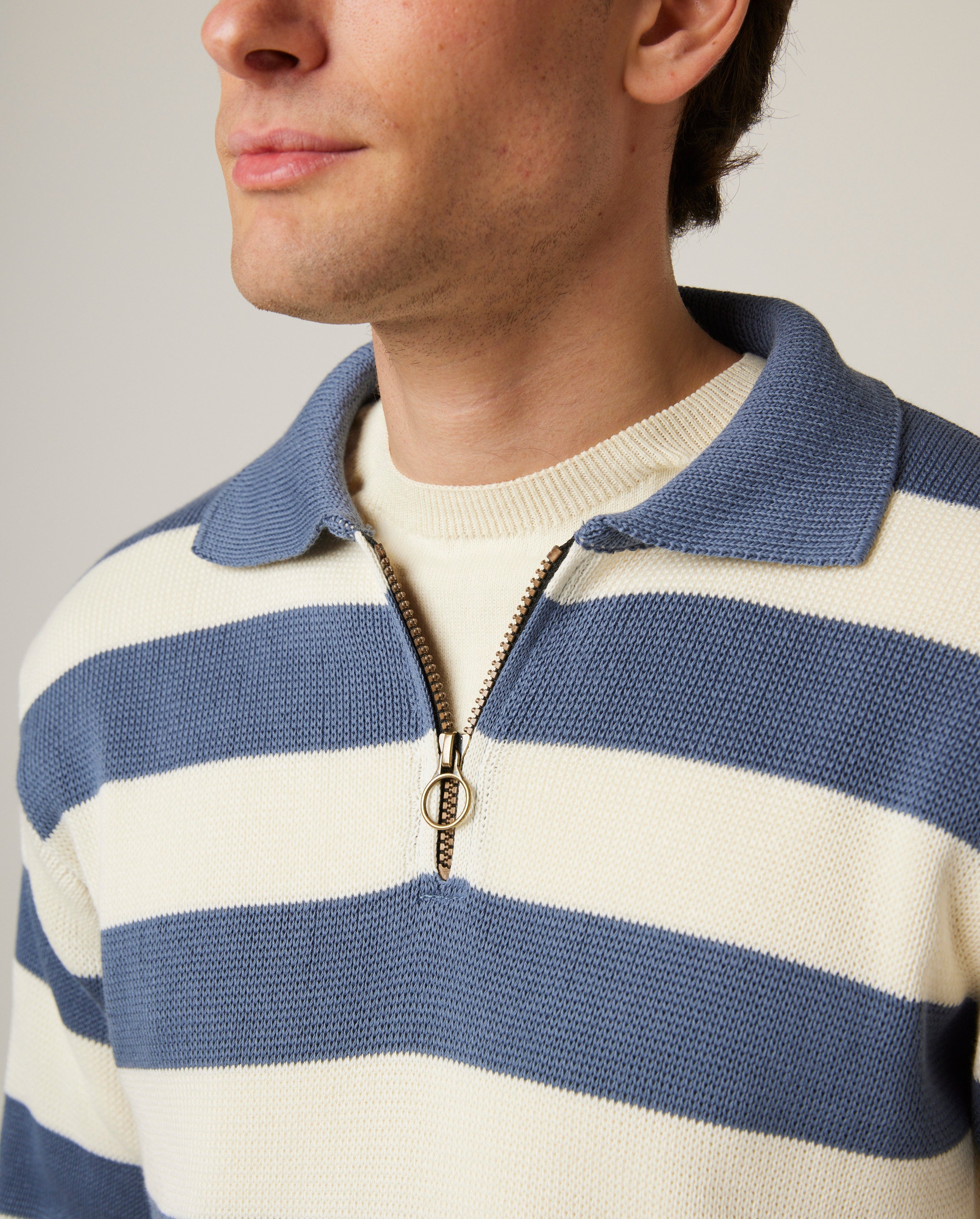 Image of model wearing Richmond Quarter Zip Jumper. 