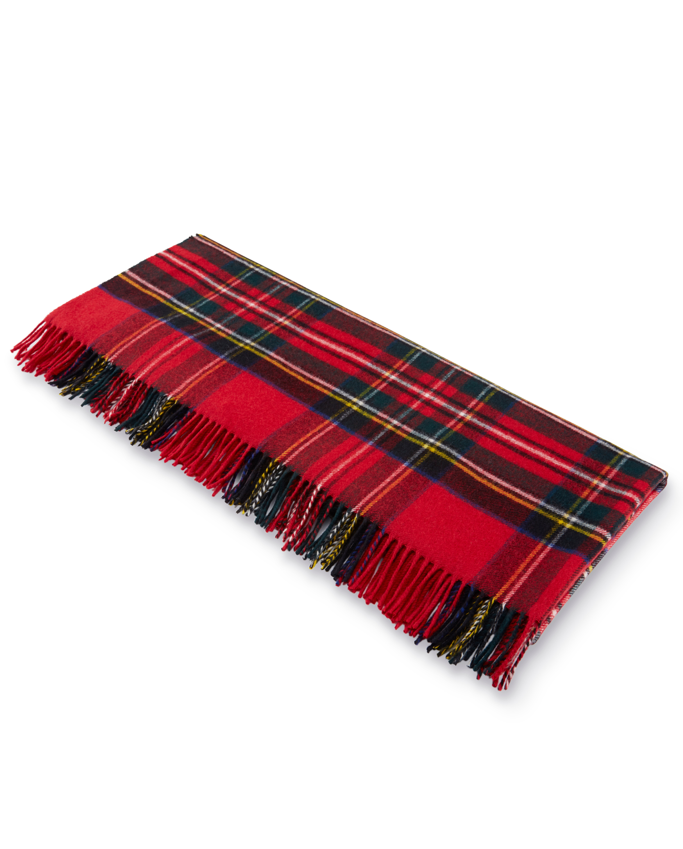 Image of model wearing Wool Blanket. SIZE: 185CM X 140CM (INCLUDES FRINGE)