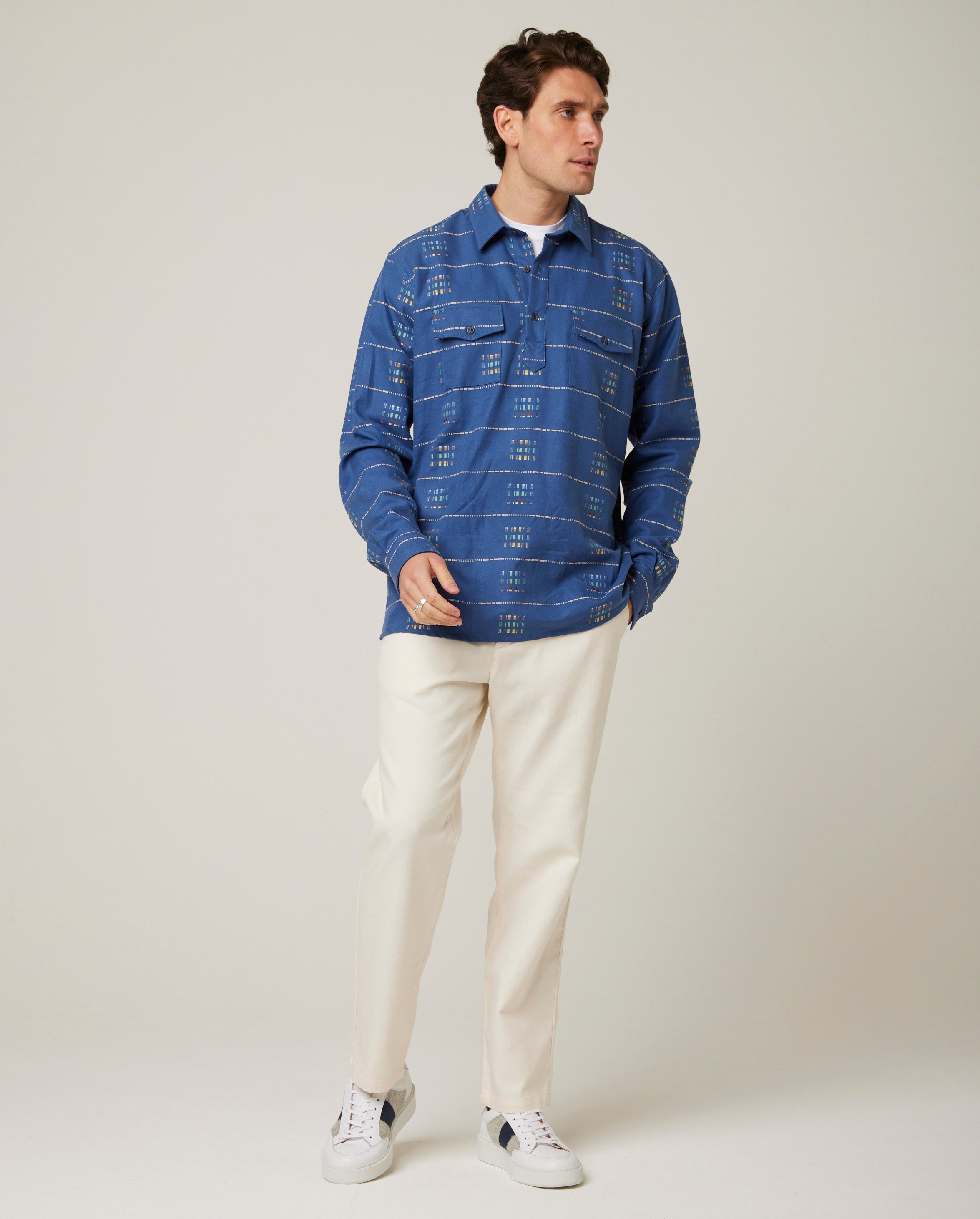 Image of model wearing Smock Shirt. 