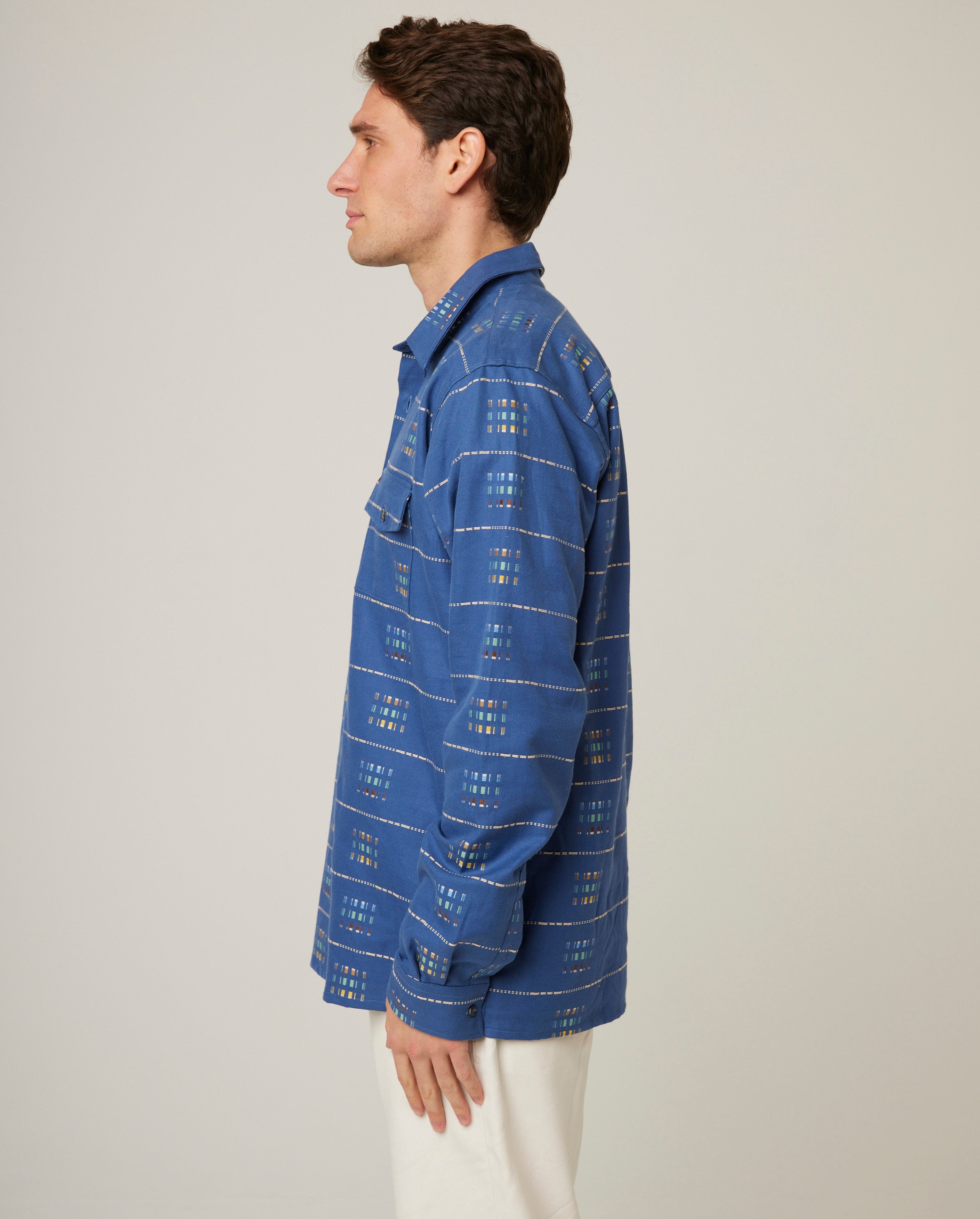 Image of model wearing Smock Shirt. 