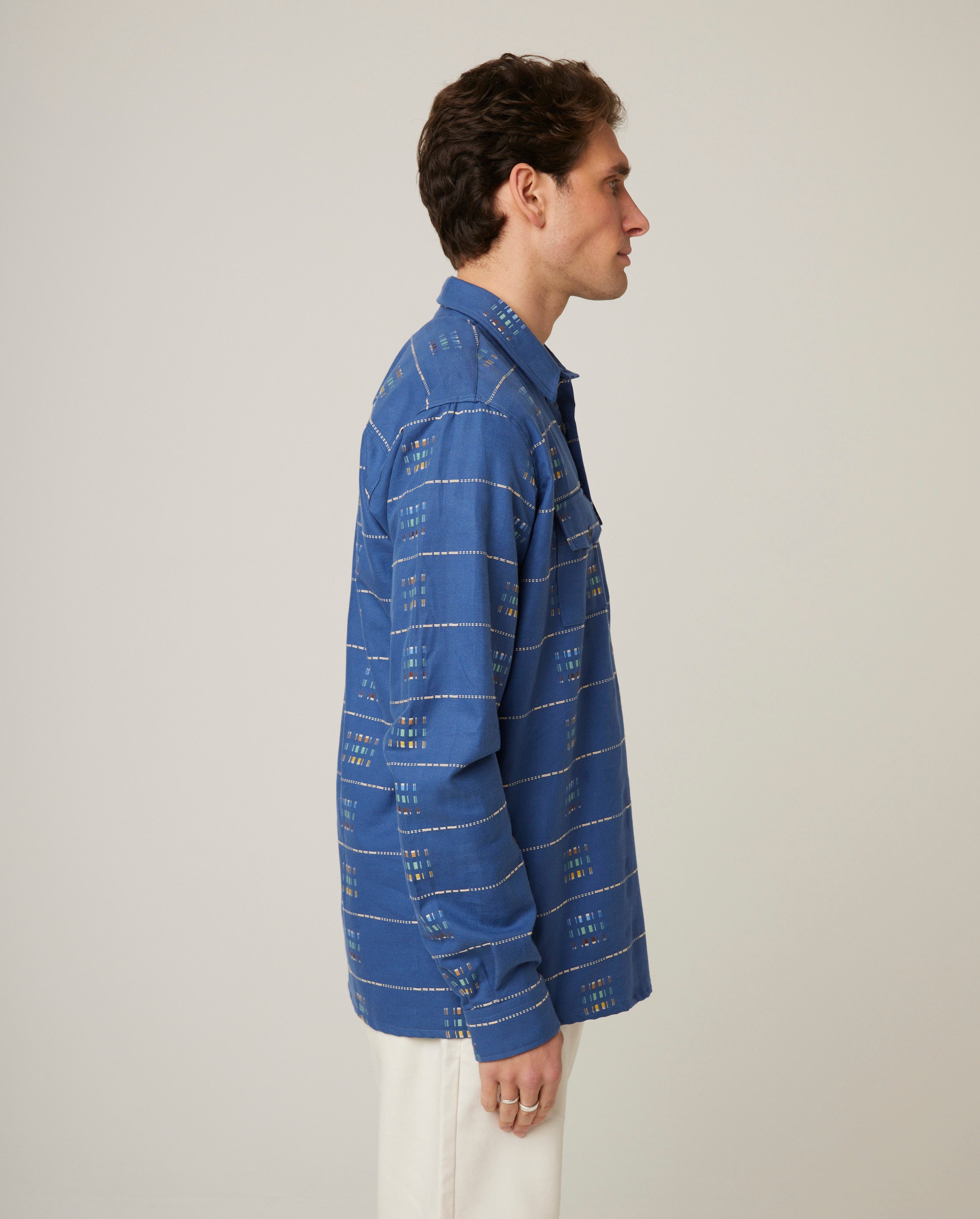Image of model wearing Smock Shirt. 