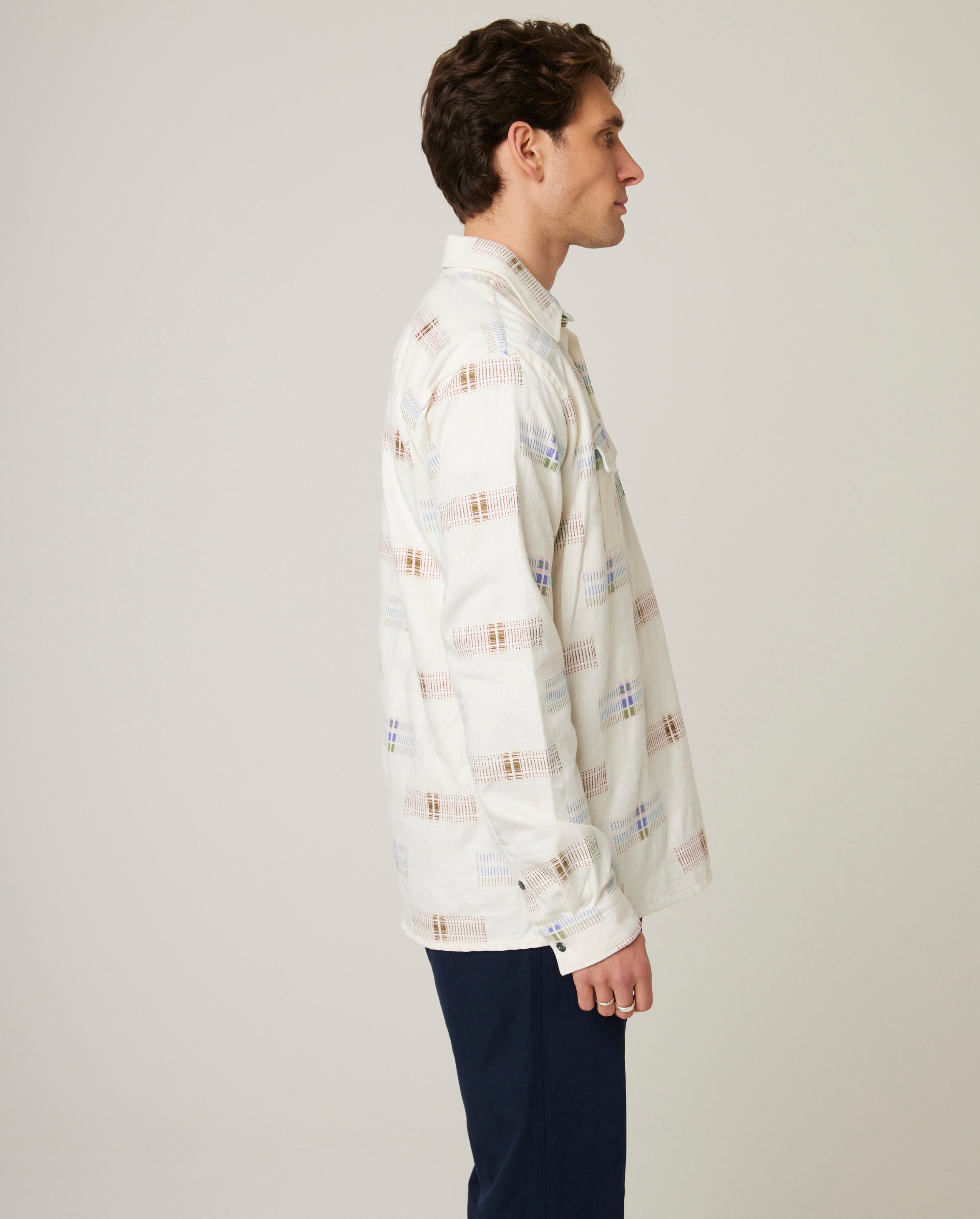 Image of model wearing Smock Shirt. 
