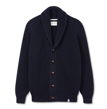 Image of model wearing Wilkinson Cardigan. Model is 6ft1in, chest size 38in and wearing size Large
