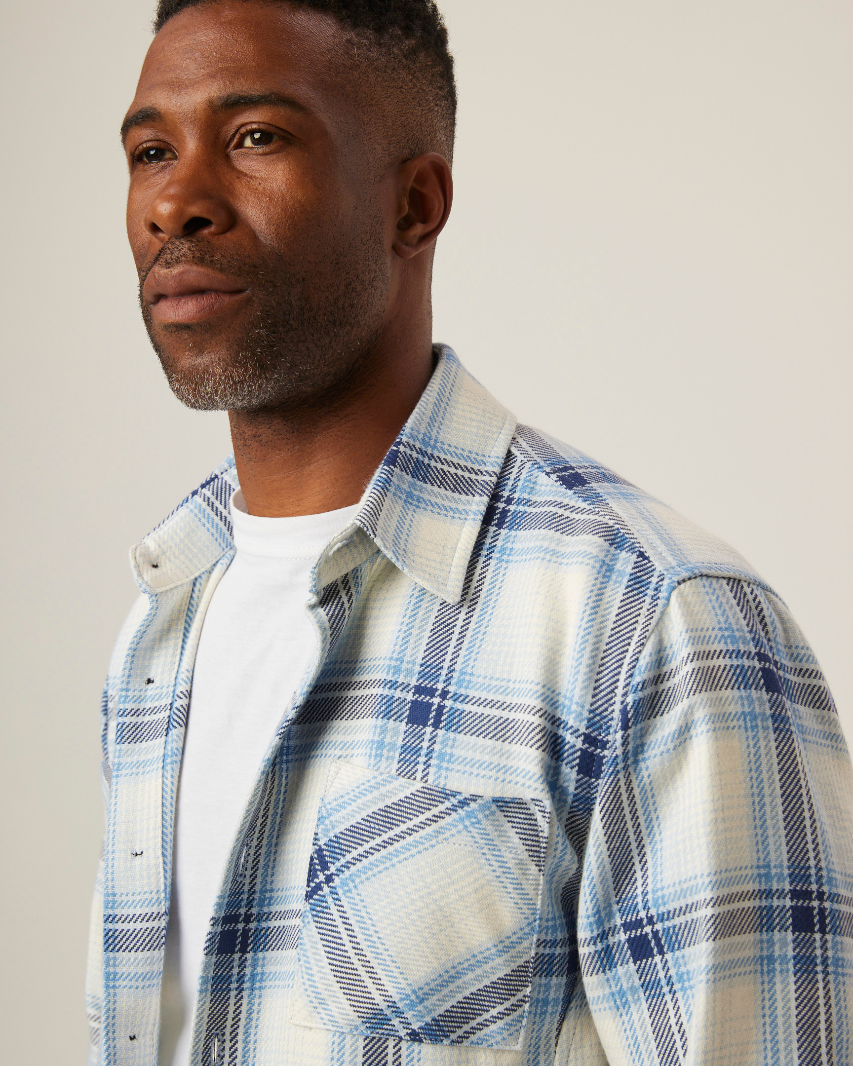 Image of model wearing Blunt Overshirt. 
