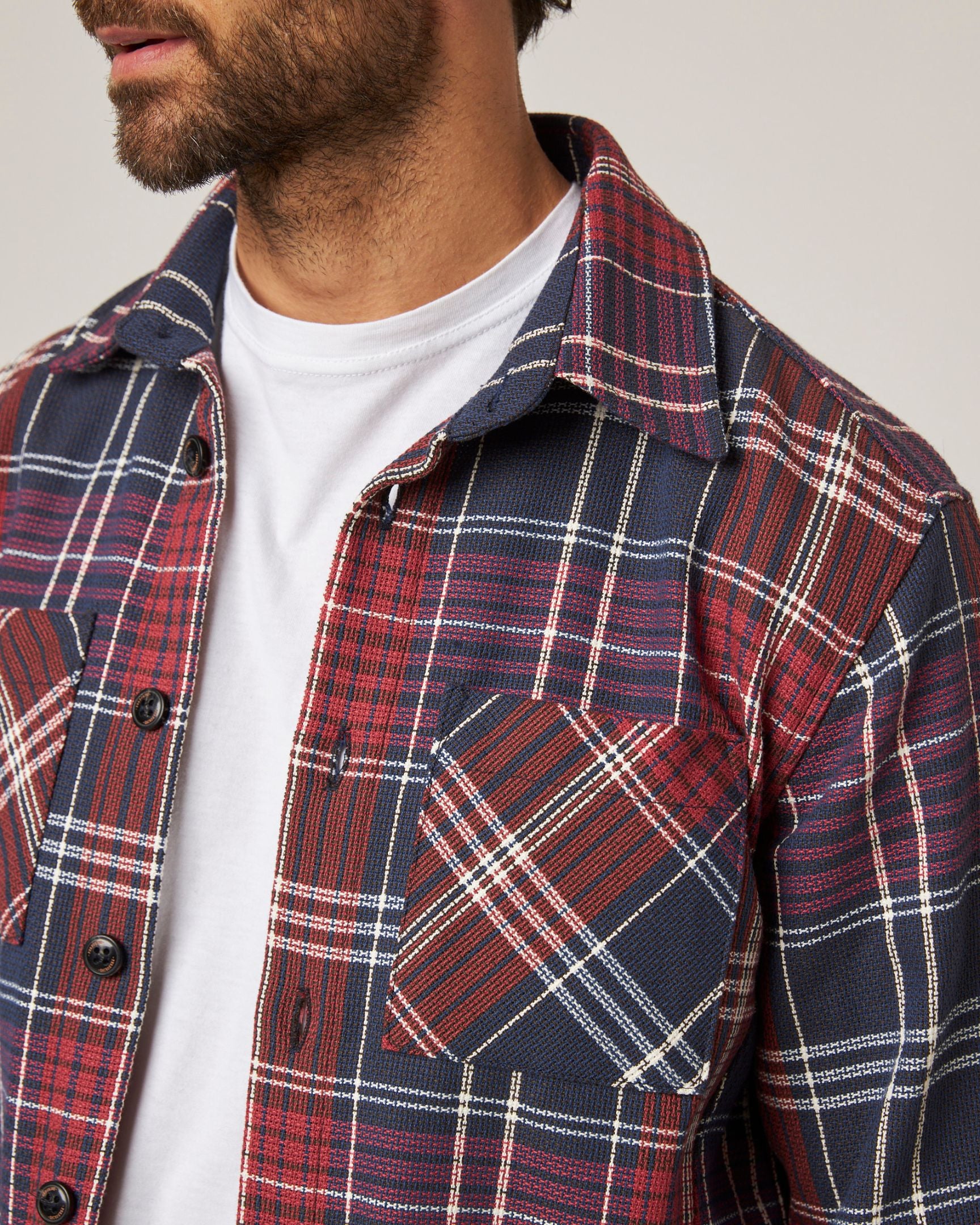 Image of model wearing Blunt Overshirt. 