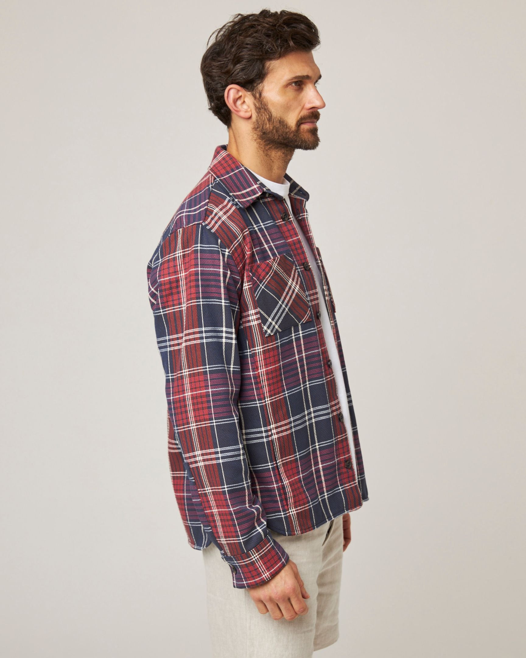 Image of model wearing Blunt Overshirt. 