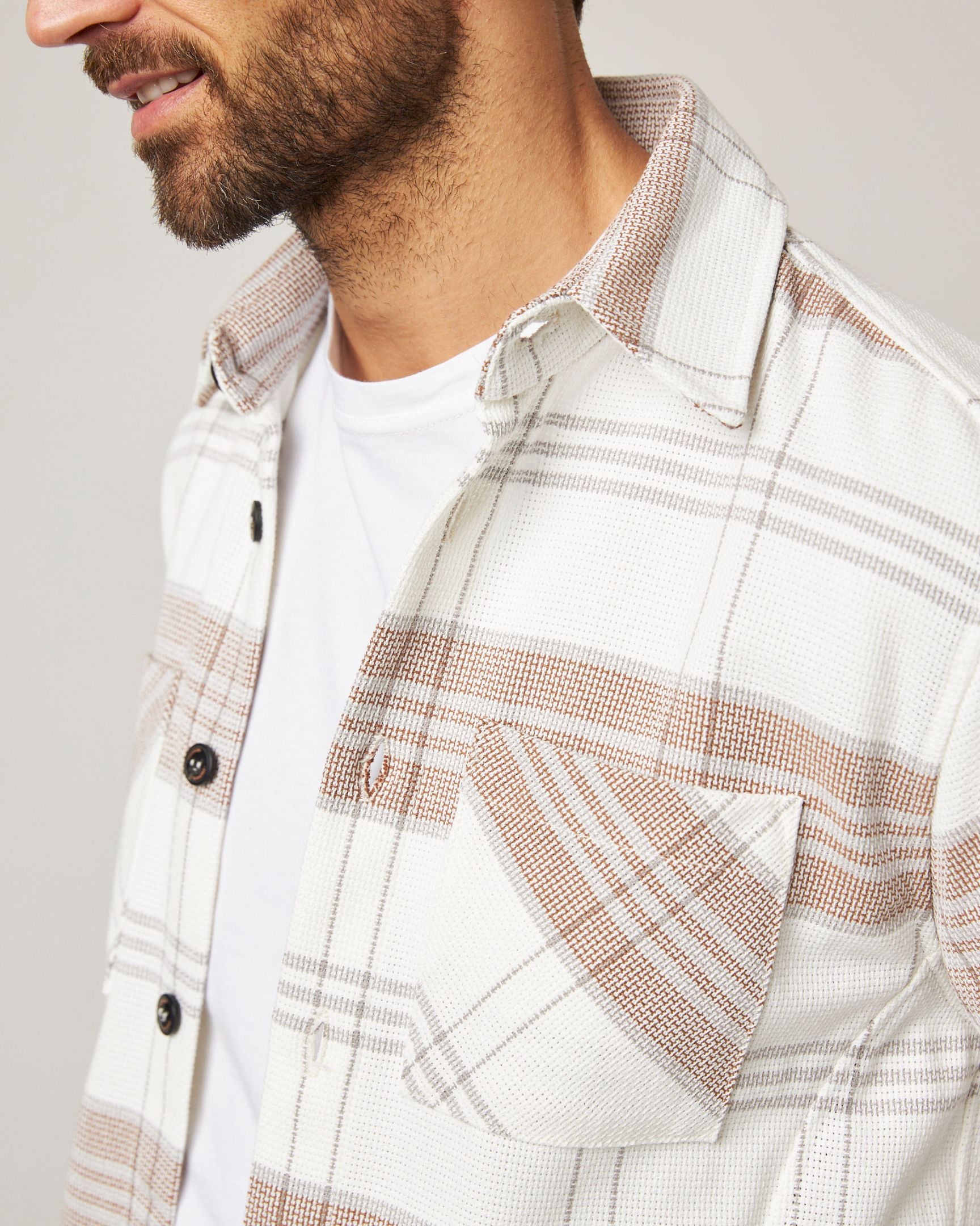Image of model wearing Blunt Overshirt. 