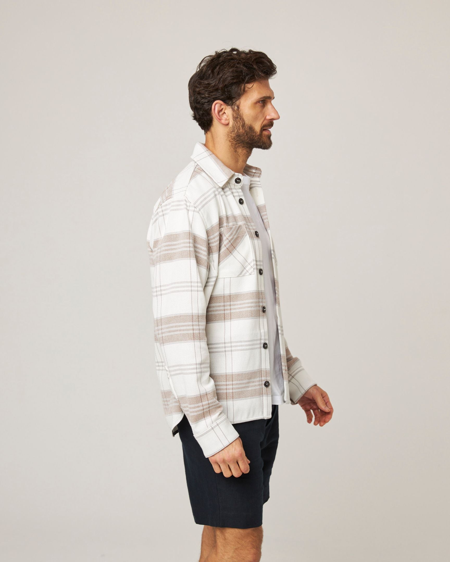 Image of model wearing Blunt Overshirt. 