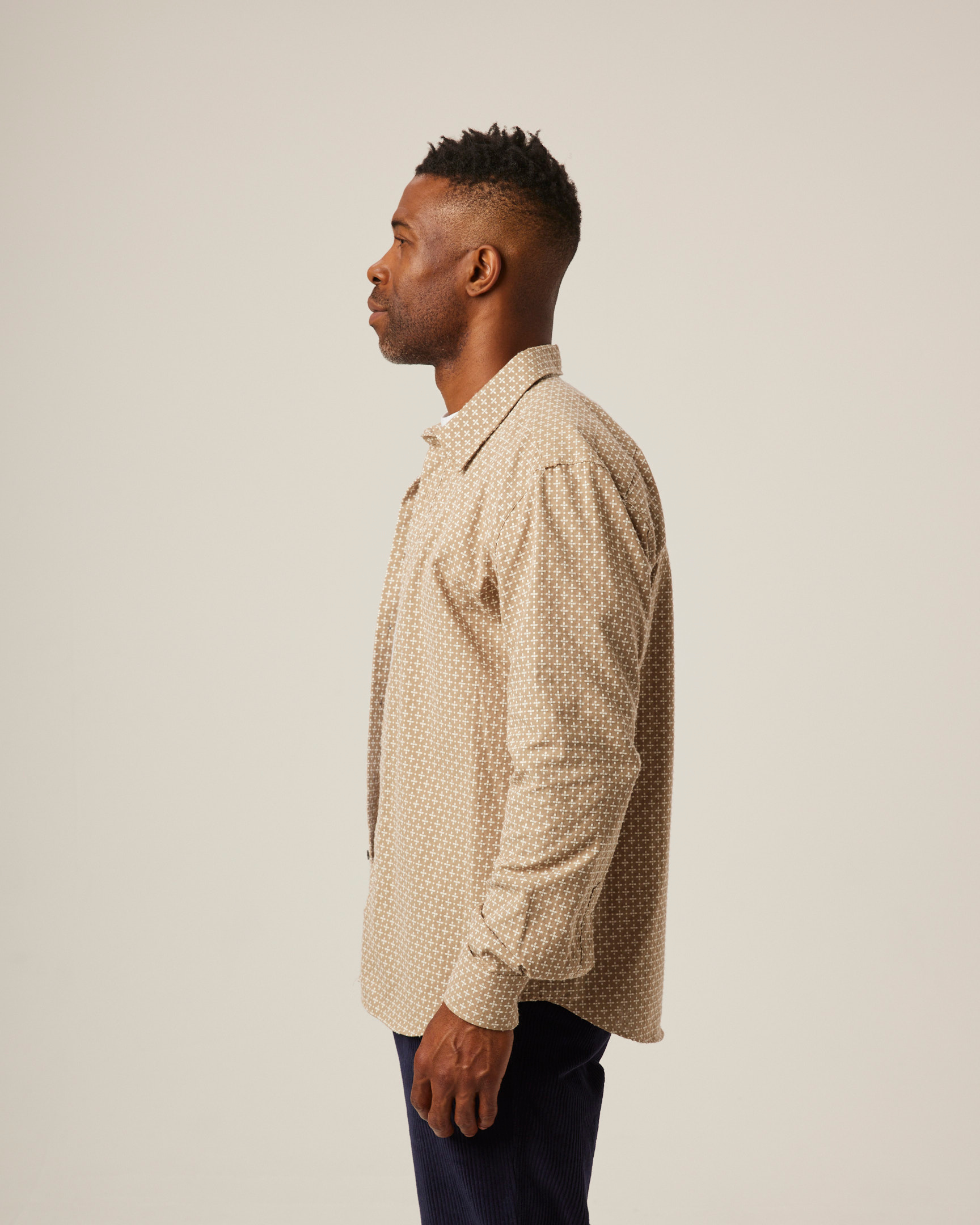 Image of model wearing Club Shirt. 