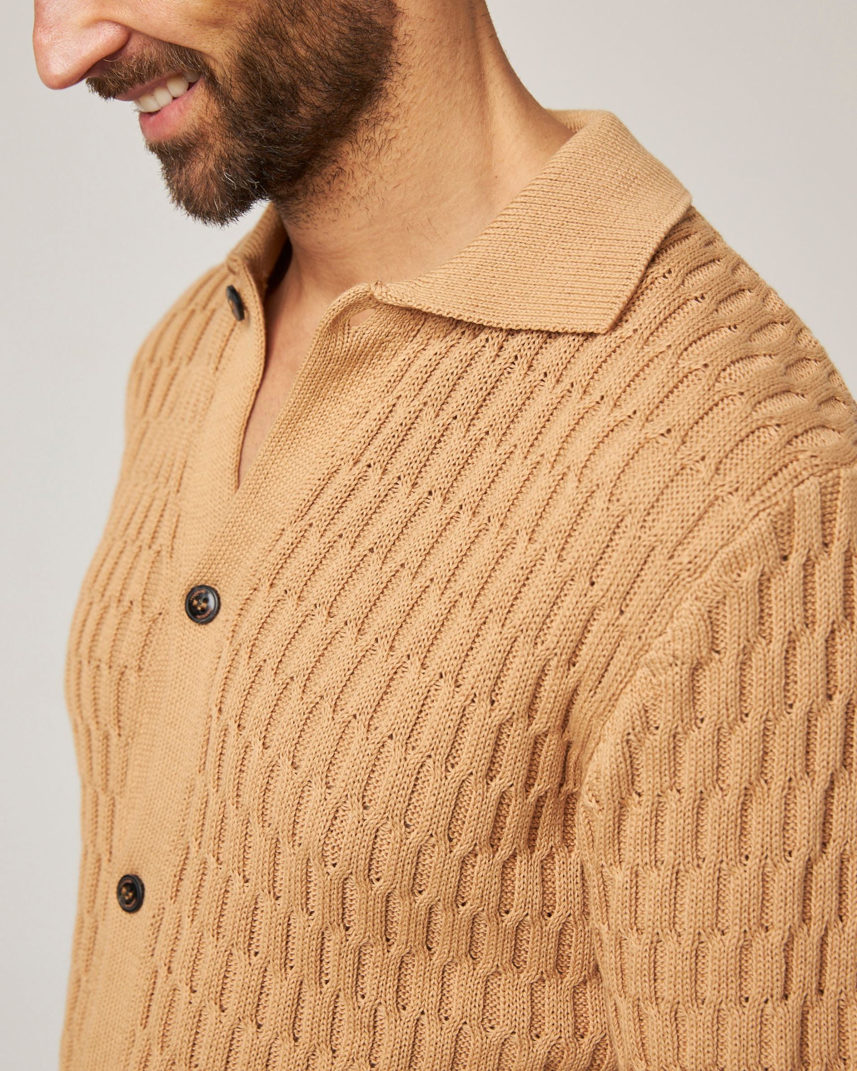 Image of model wearing Cove Knitted Shirt . 