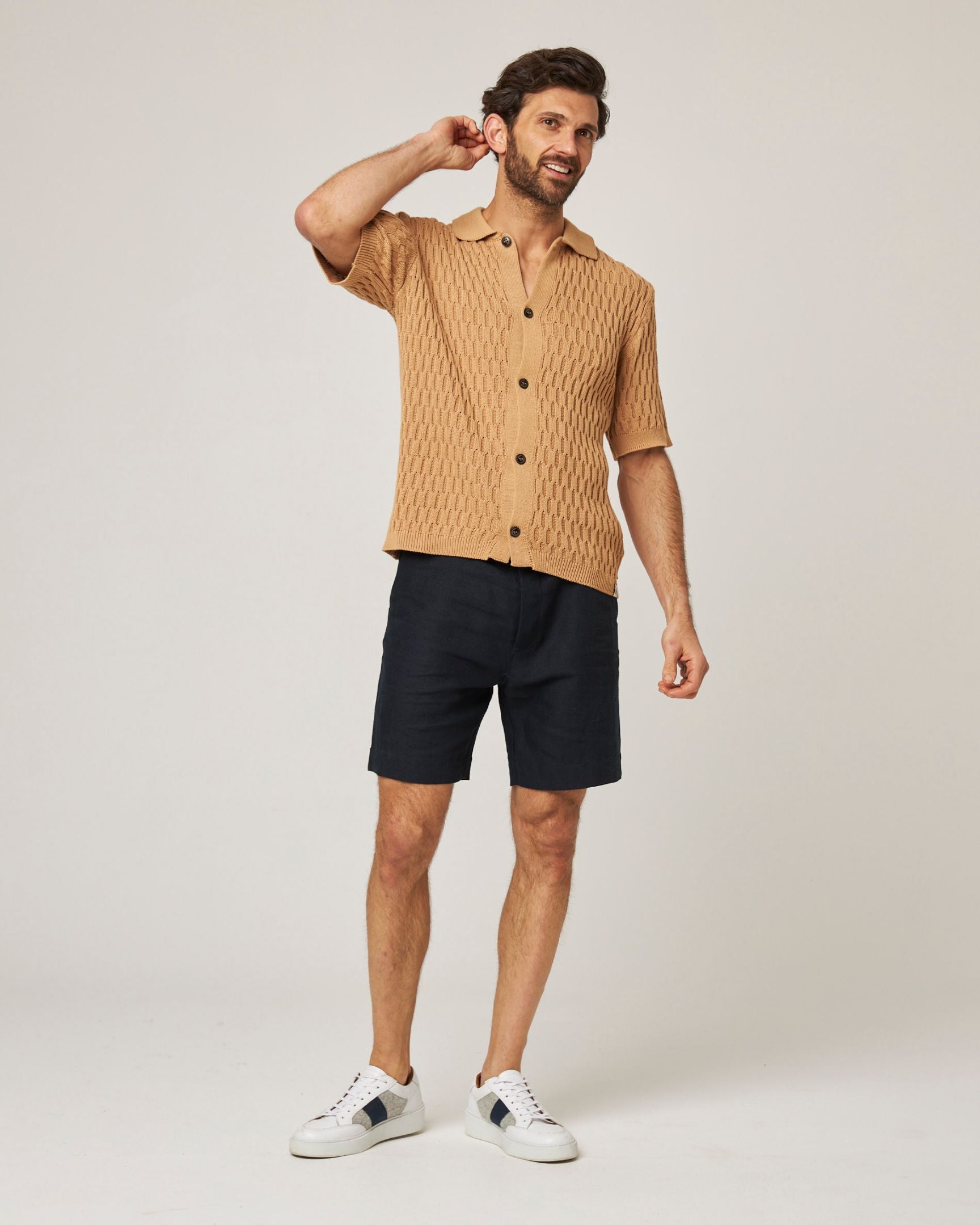 Image of model wearing Cove Knitted Shirt . 