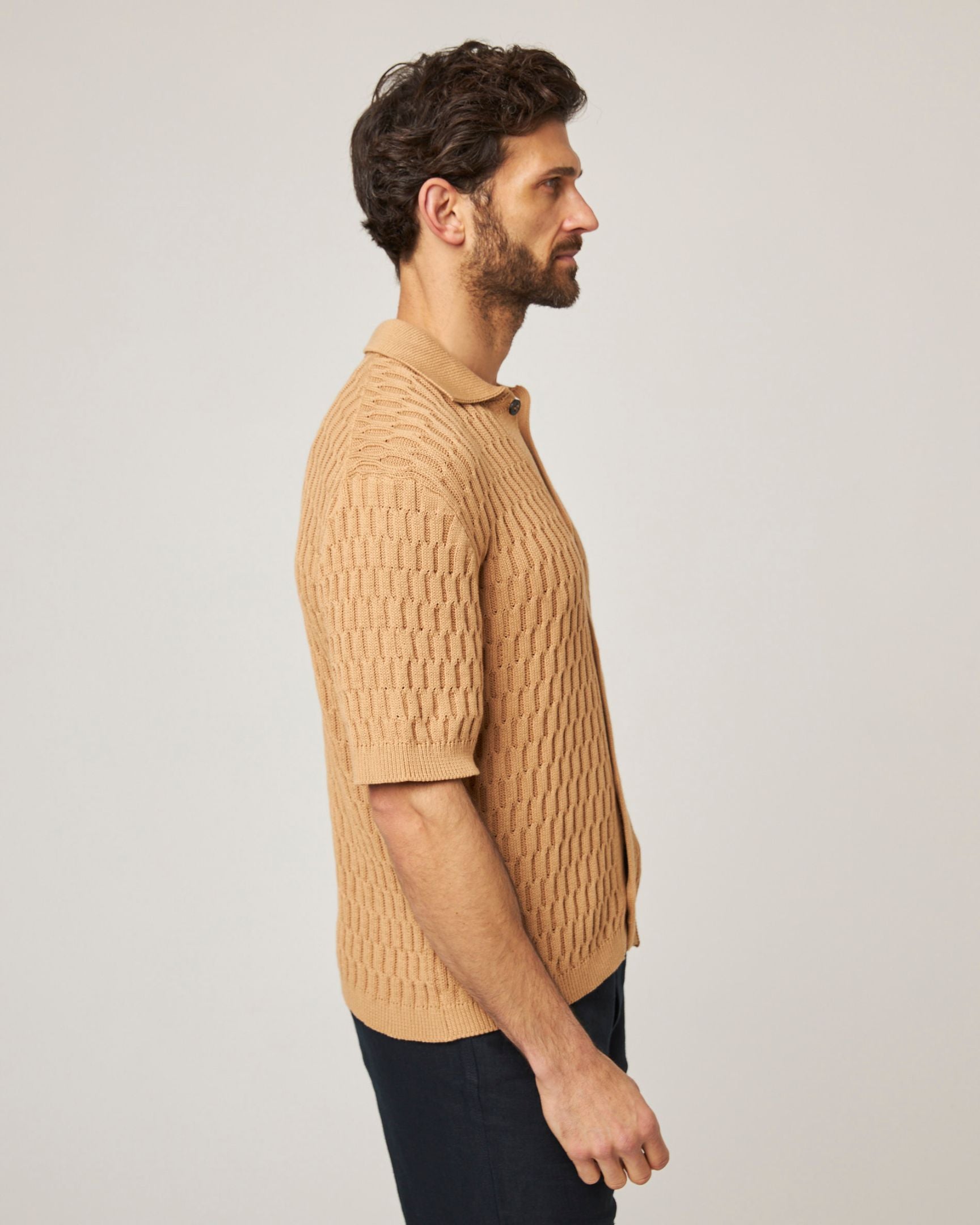 Image of model wearing Cove Knitted Shirt . 