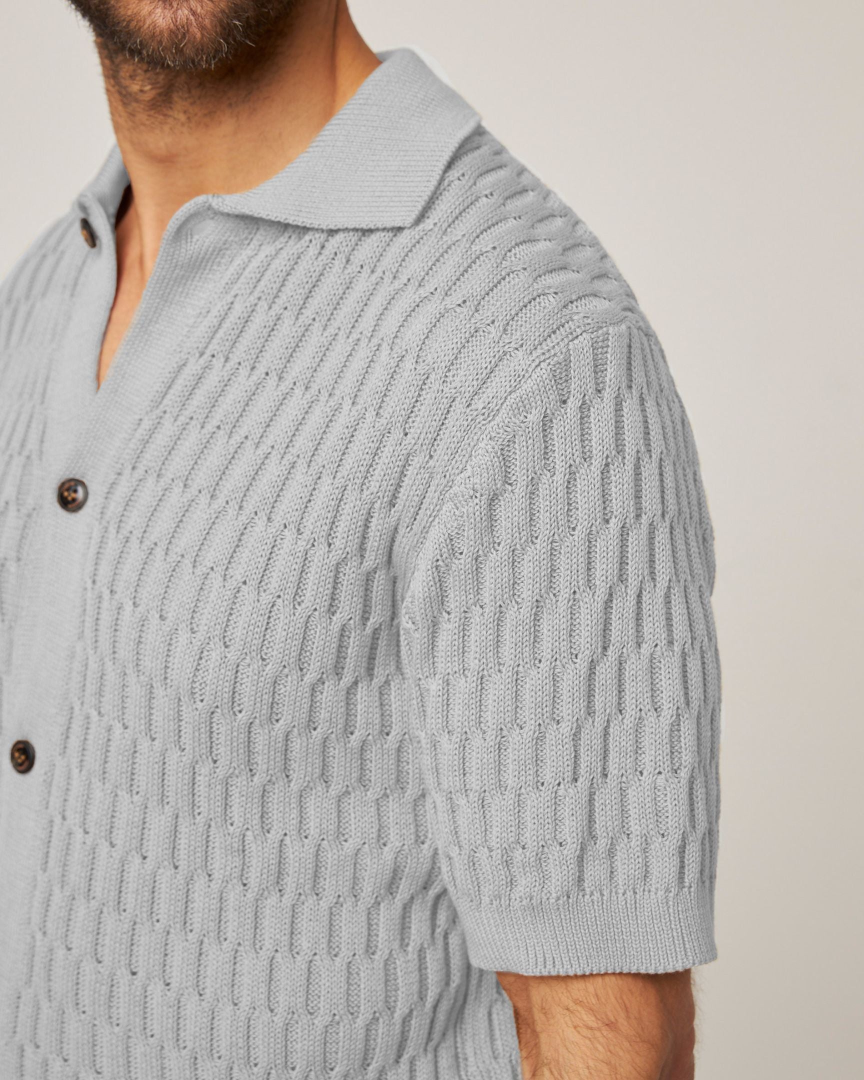 Image of model wearing Cove Knitted Shirt . 