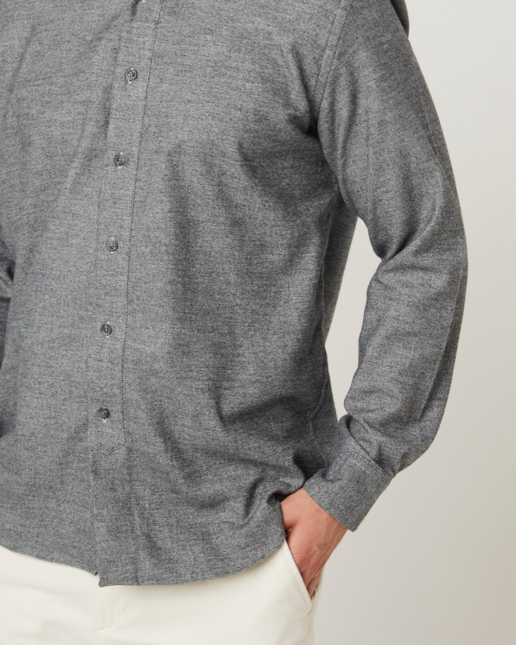 Image of model wearing Farley Shirt. 