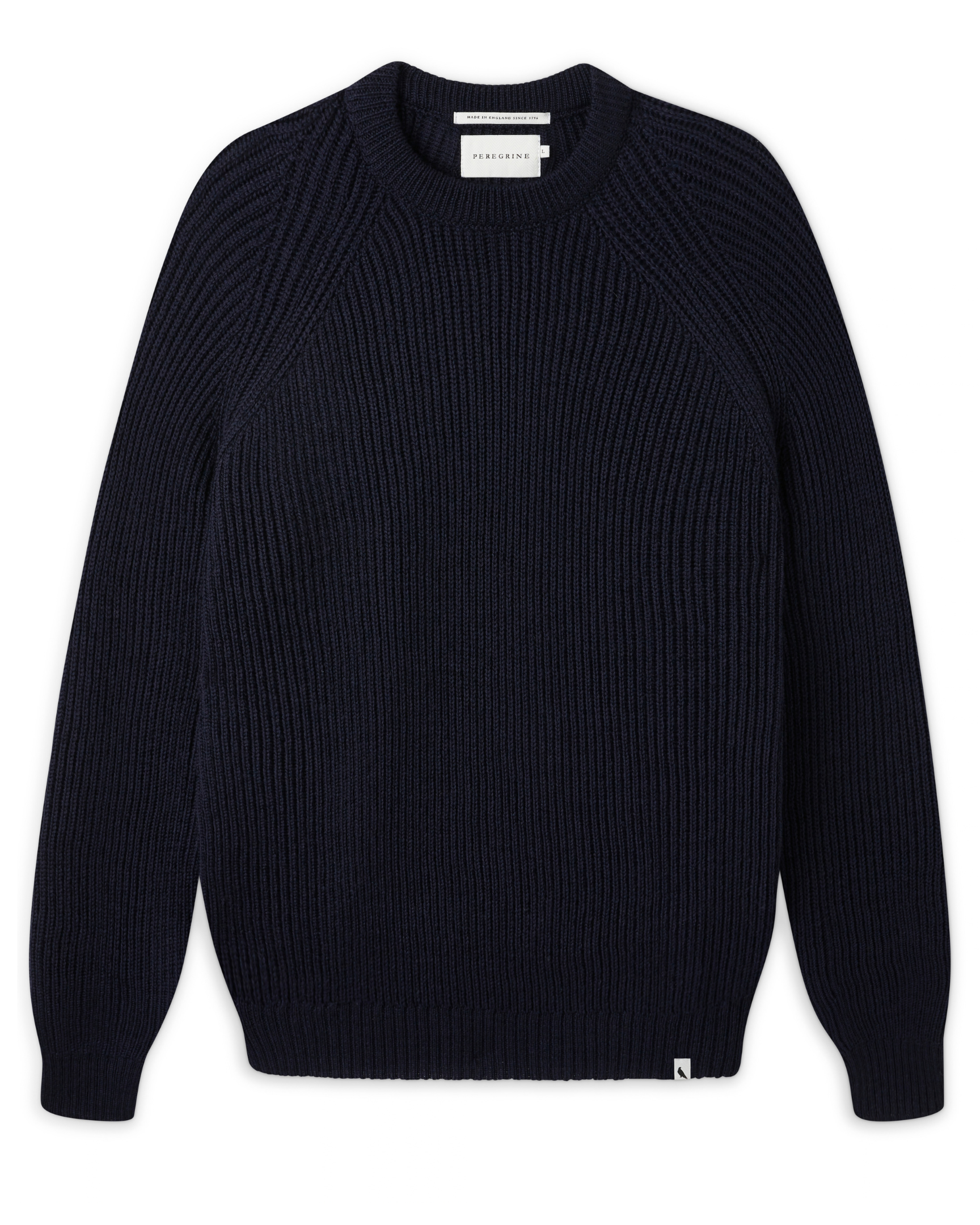 Image of model wearing Ford Crew Jumper. Model is 6ft, chest size 36in and wearing size Large