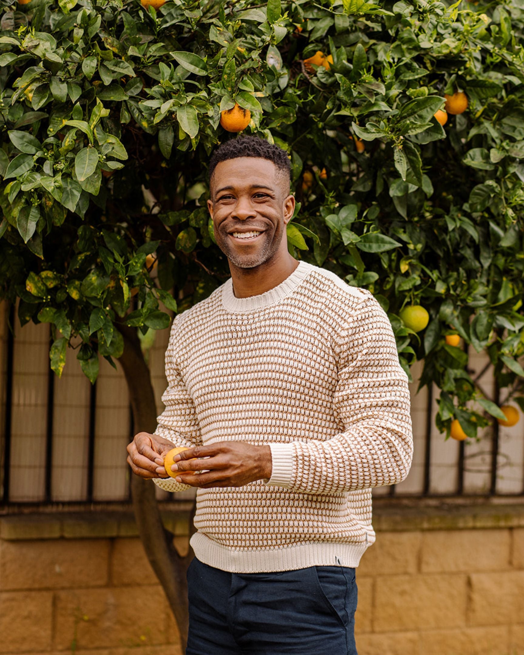 Image of model wearing Island Crochet Jumper . 