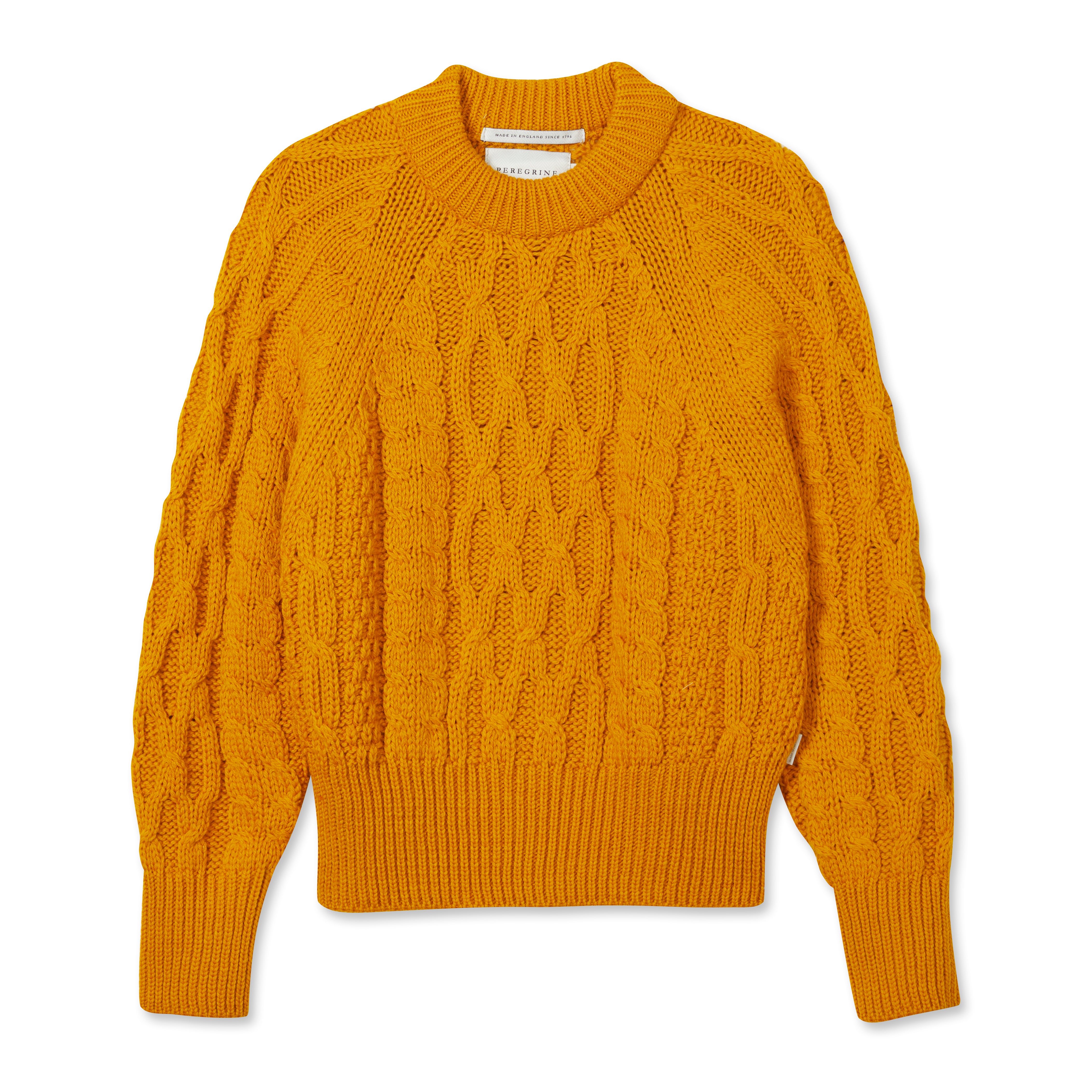 Image of model wearing Isobel Aran Jumper. Model is 5ft8, size UK 8 and wearing size Medium