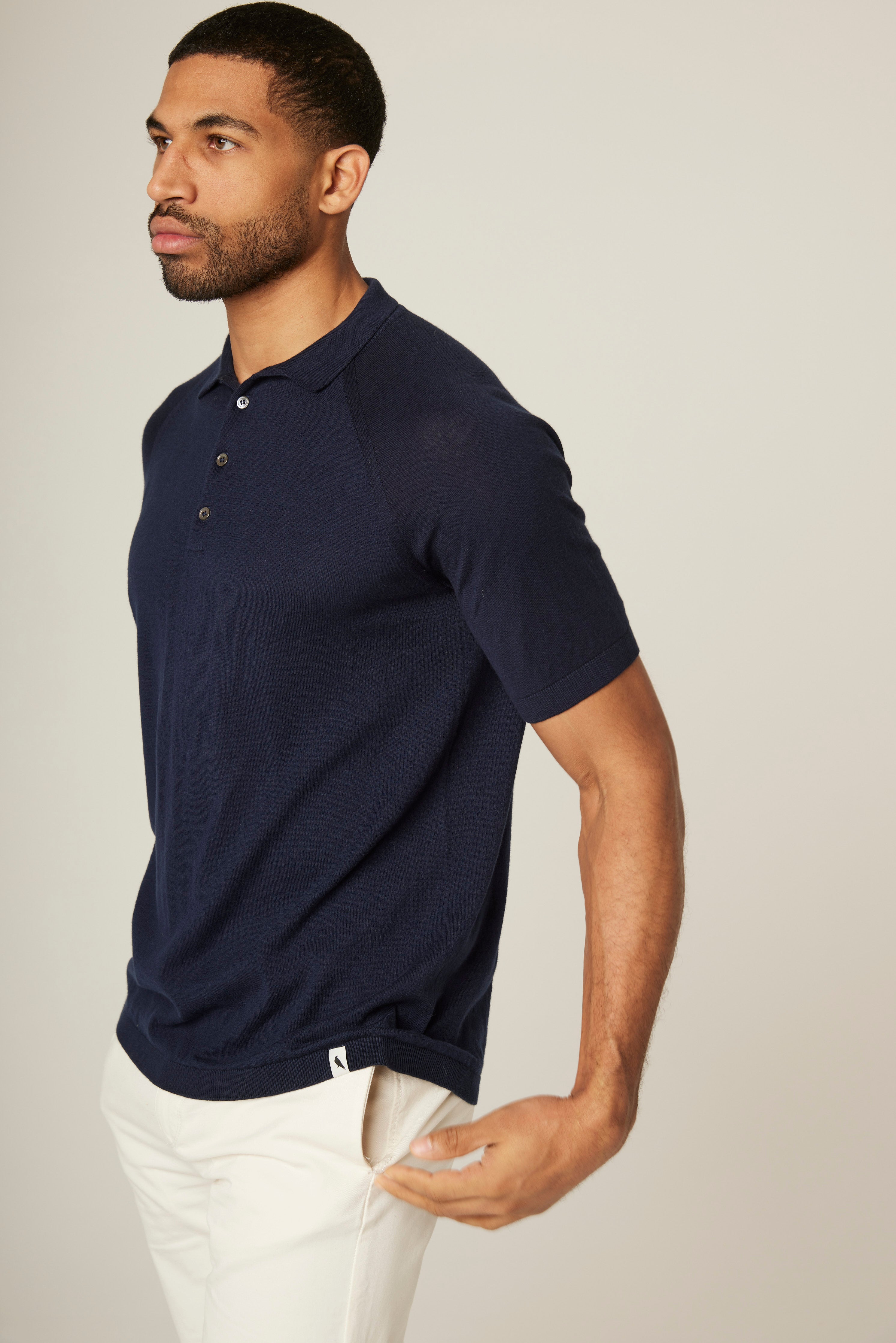 Image of model wearing Jones Polo Shirt . 