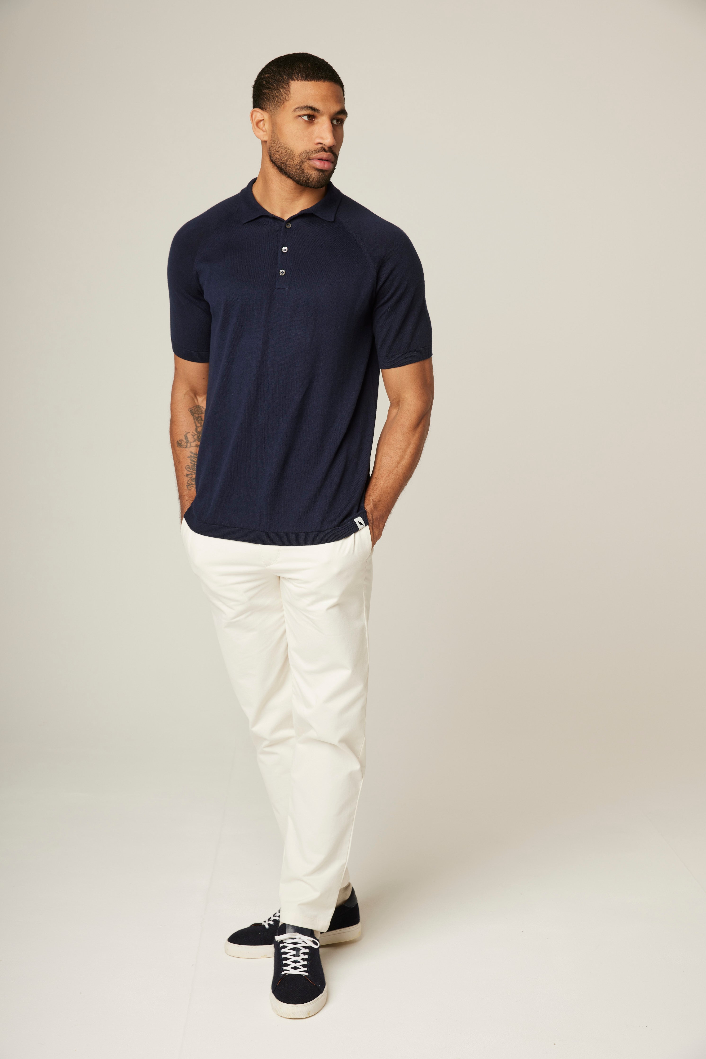 Image of model wearing Jones Polo Shirt . 