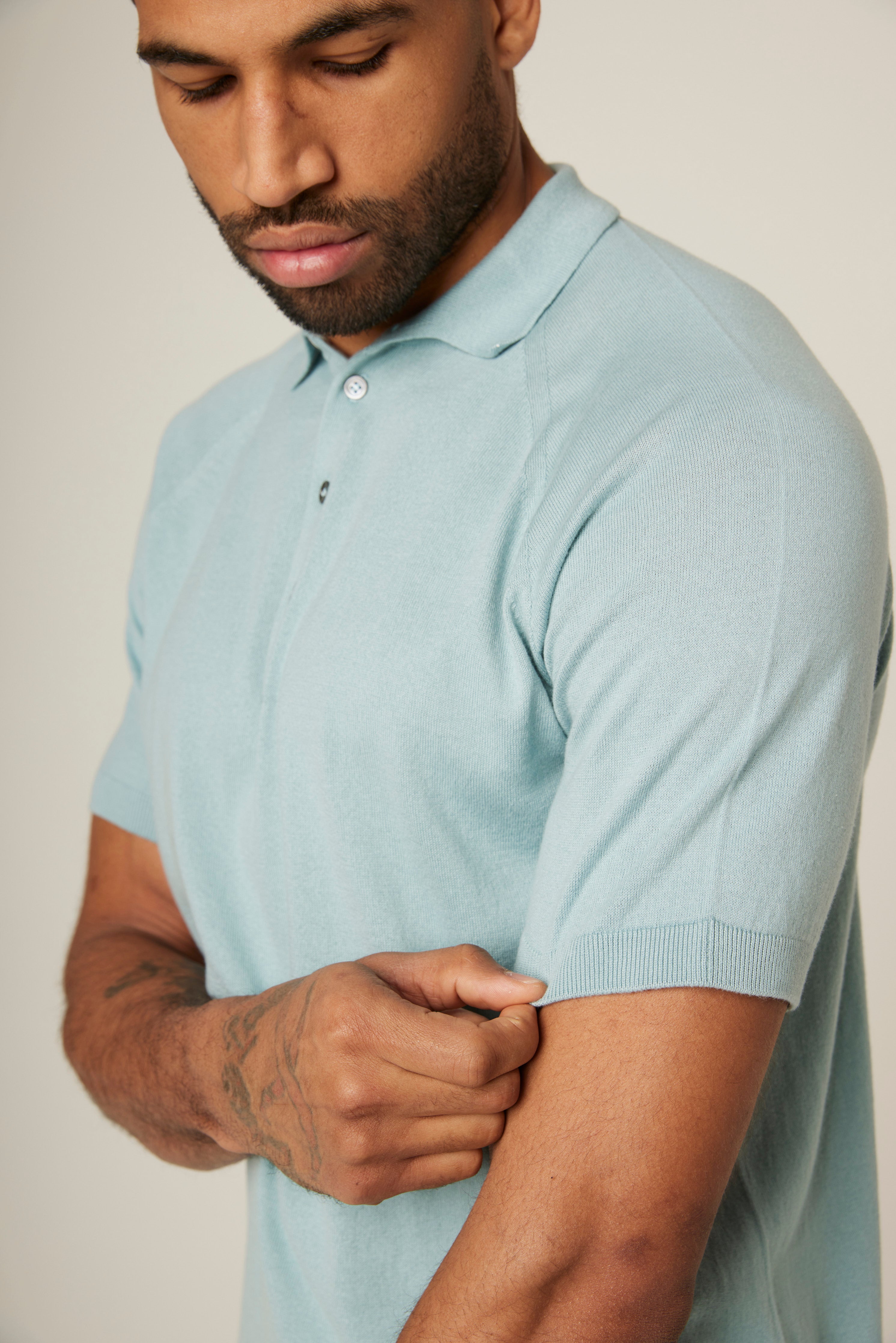 Image of model wearing Jones Polo Shirt . 