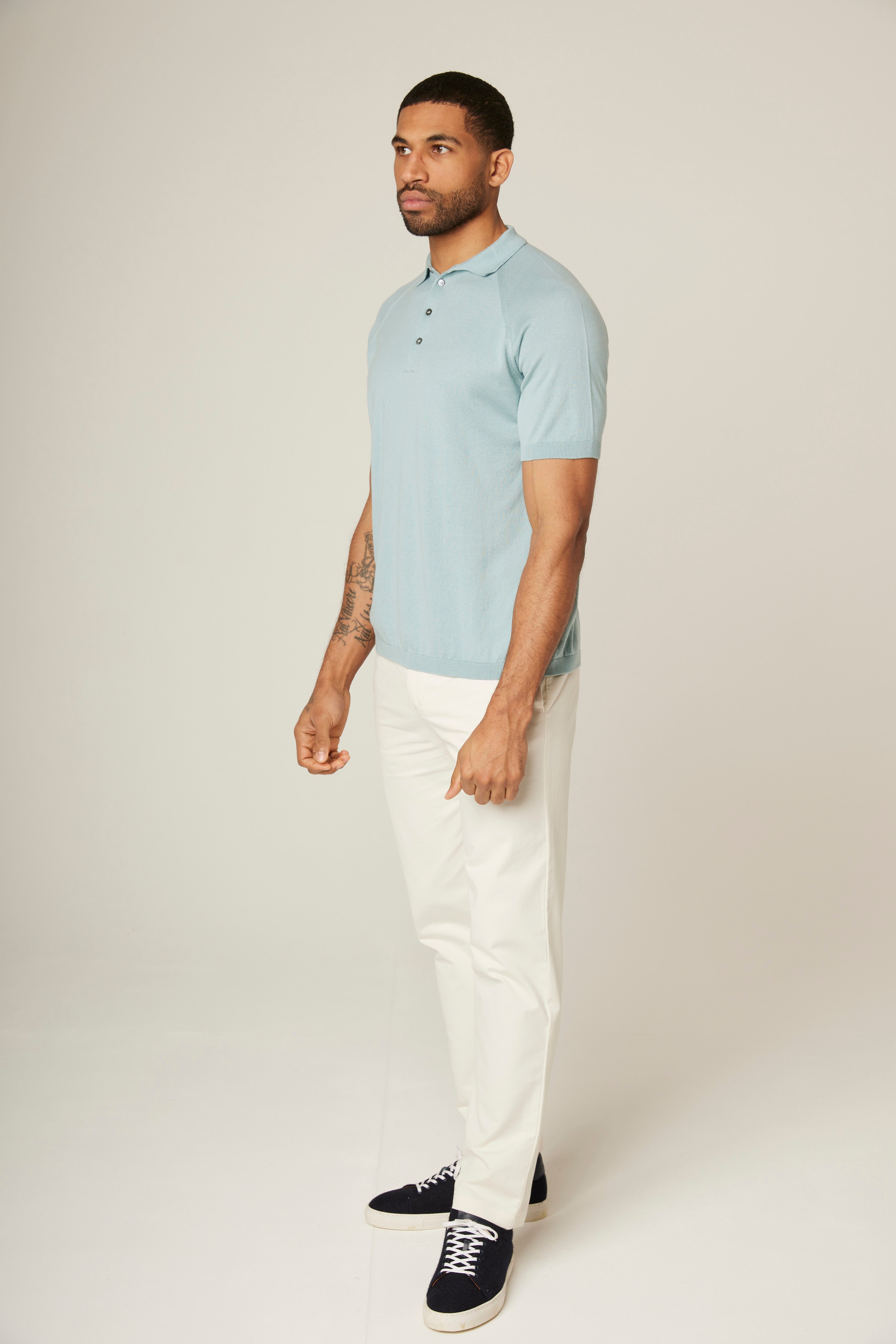 Image of model wearing Jones Polo Shirt . 