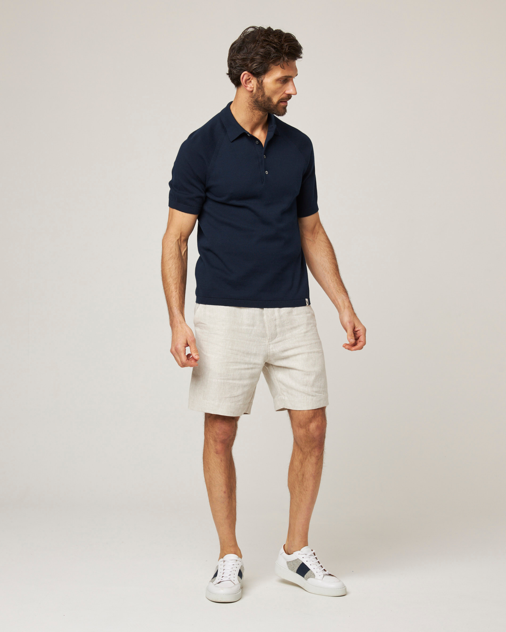 Image of model wearing Jones Polo Shirt 2.0. 