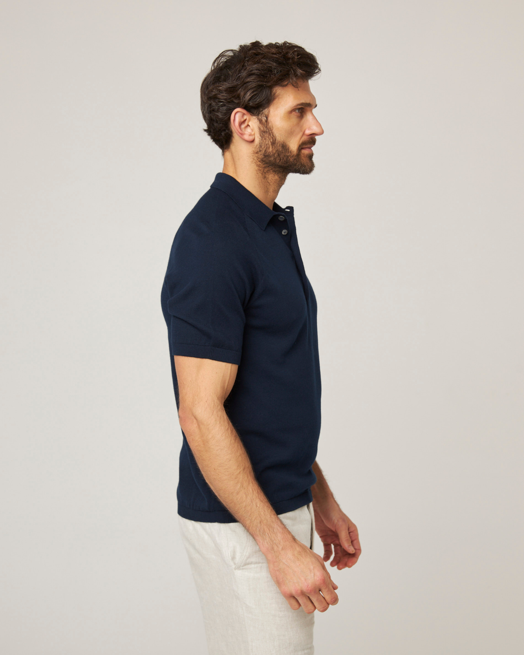 Image of model wearing Jones Polo Shirt 2.0. 