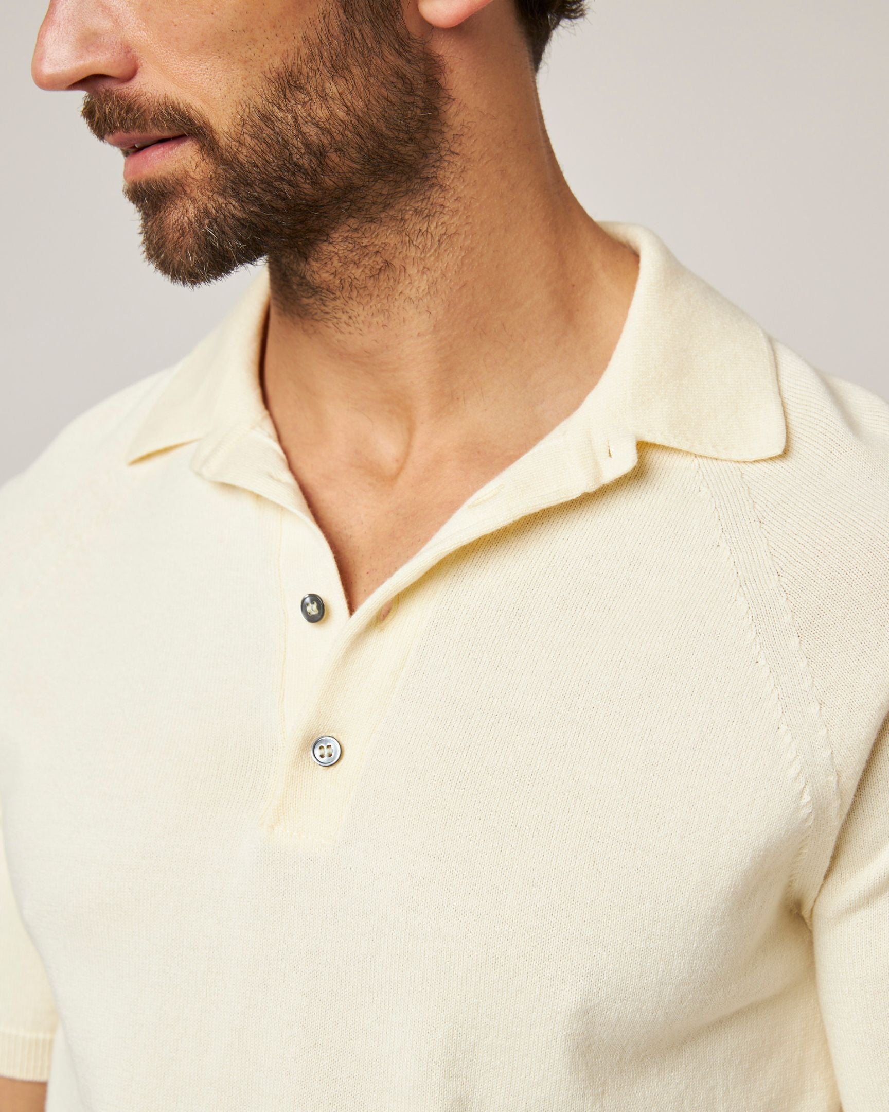 Image of model wearing Jones Polo Shirt 2.0. 