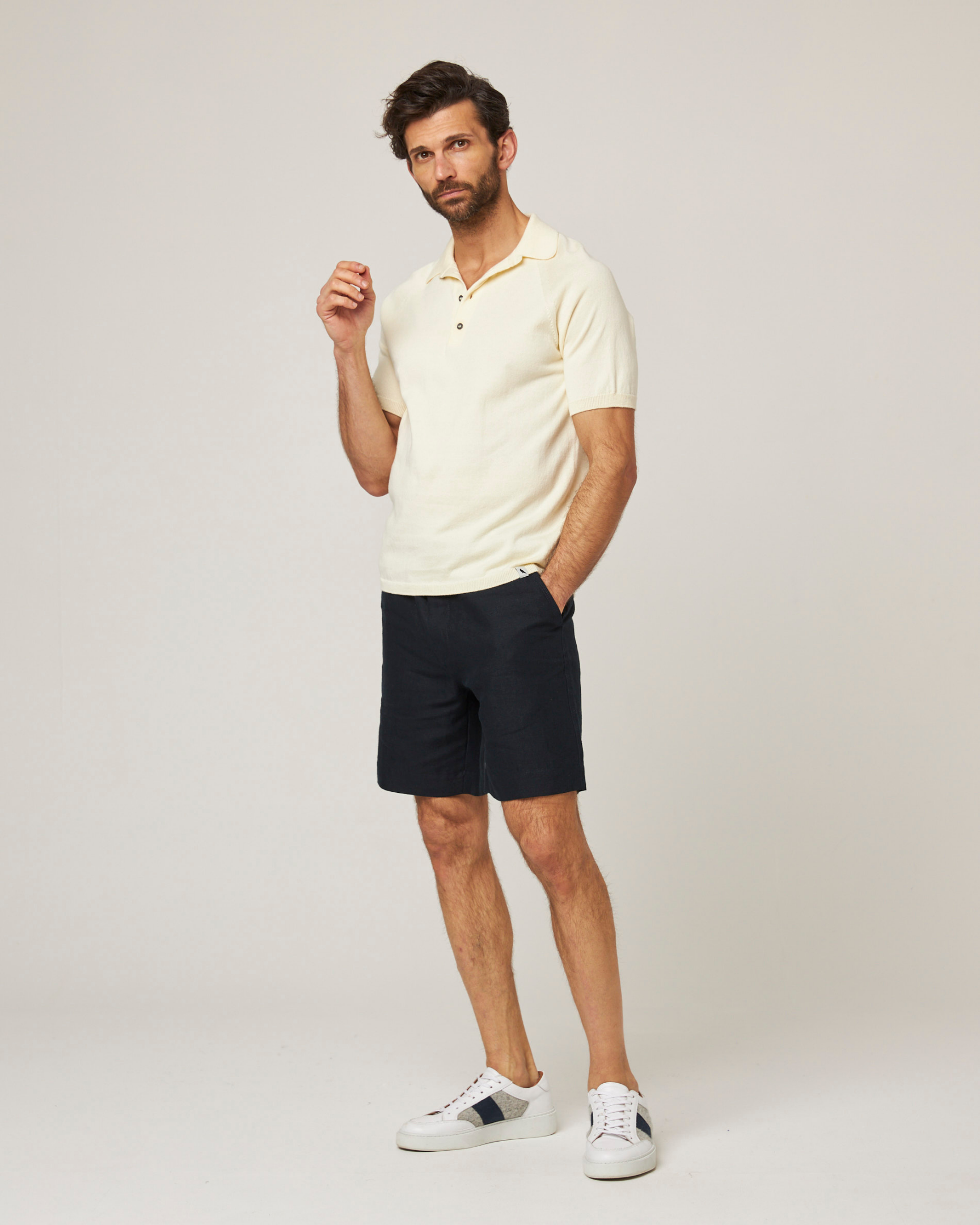 Image of model wearing Jones Polo Shirt 2.0. 