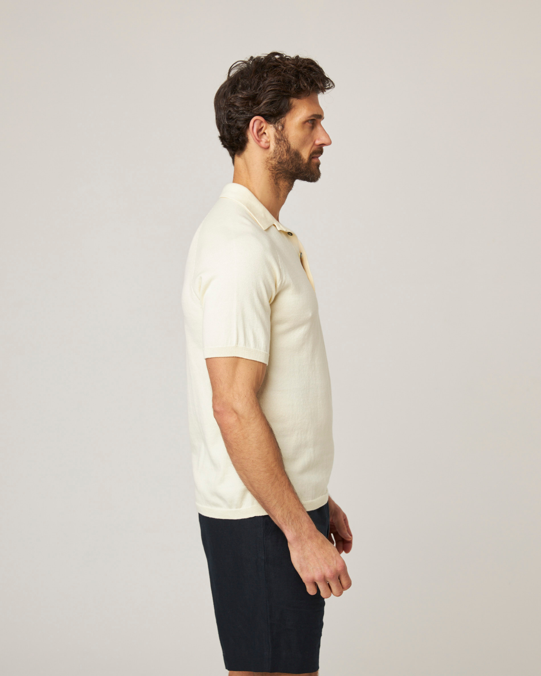 Image of model wearing Jones Polo Shirt 2.0. 