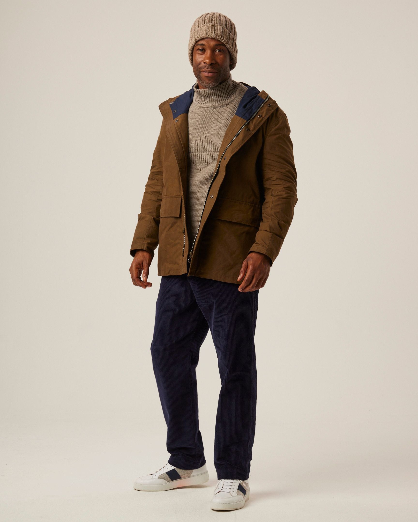 Image of model wearing Maidwell Hooded Jacket. 