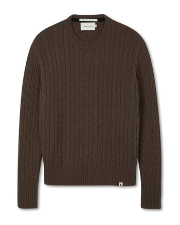 Image of model wearing Makers Stitch Cable Crew Jumper. 