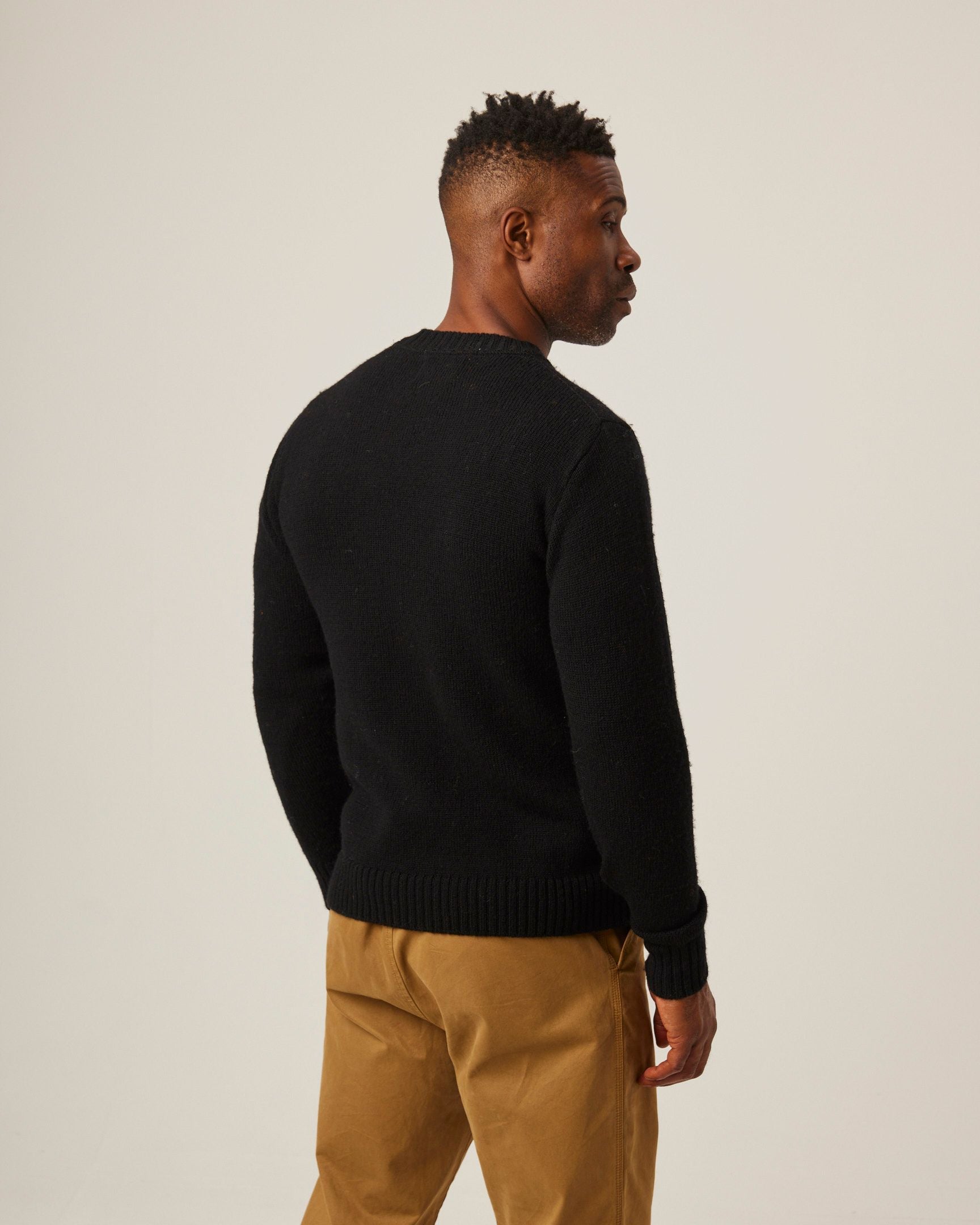Image of model wearing Makers Crew Jumper. 