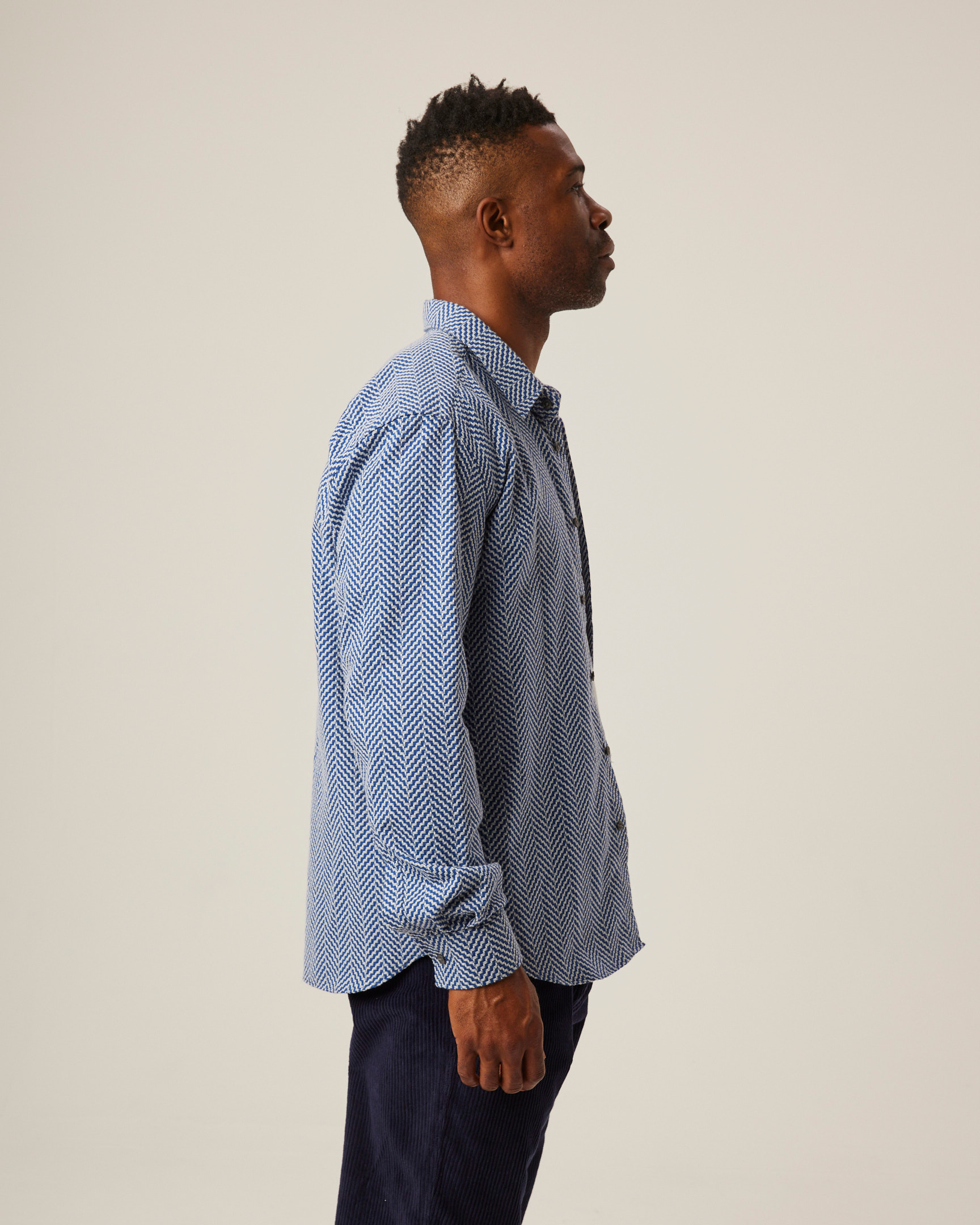 Image of model wearing Club Shirt. 