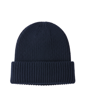 Image of model wearing Porter Ribbed Beanie. One Size 