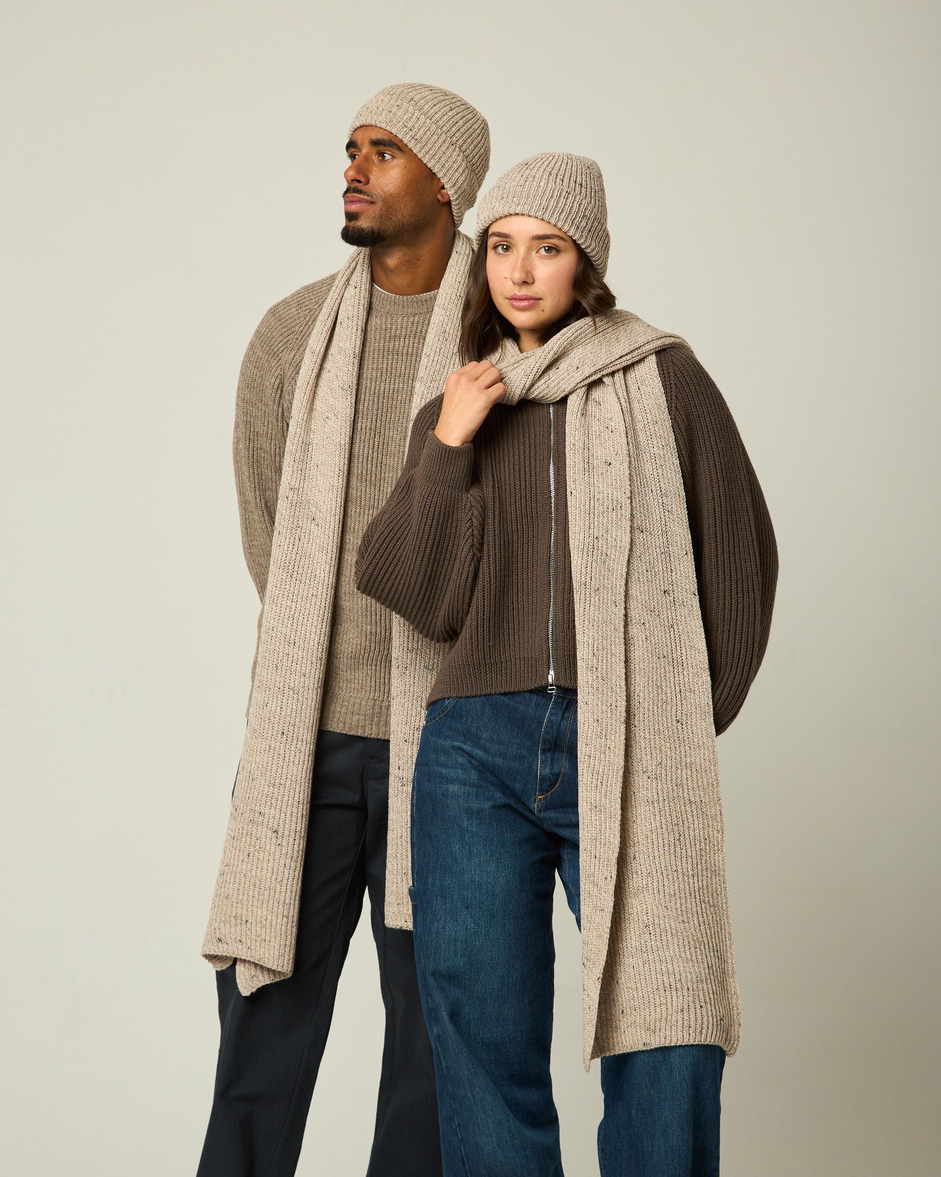 Image of model wearing Porter Ribbed Scarf. One Size 